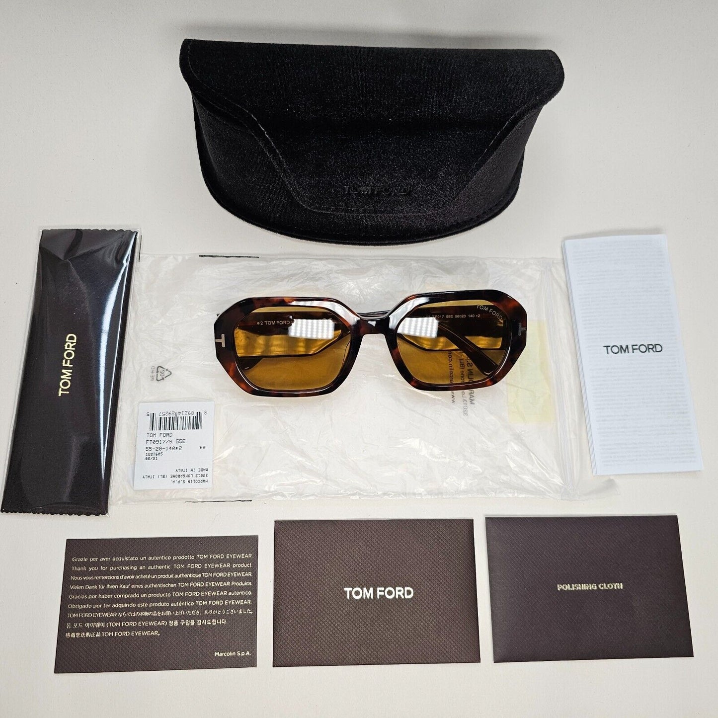 Tom Ford Sunglasses Veronique-02 Brown Havana Hexagon Unisex FT 0917 TF 917 55E