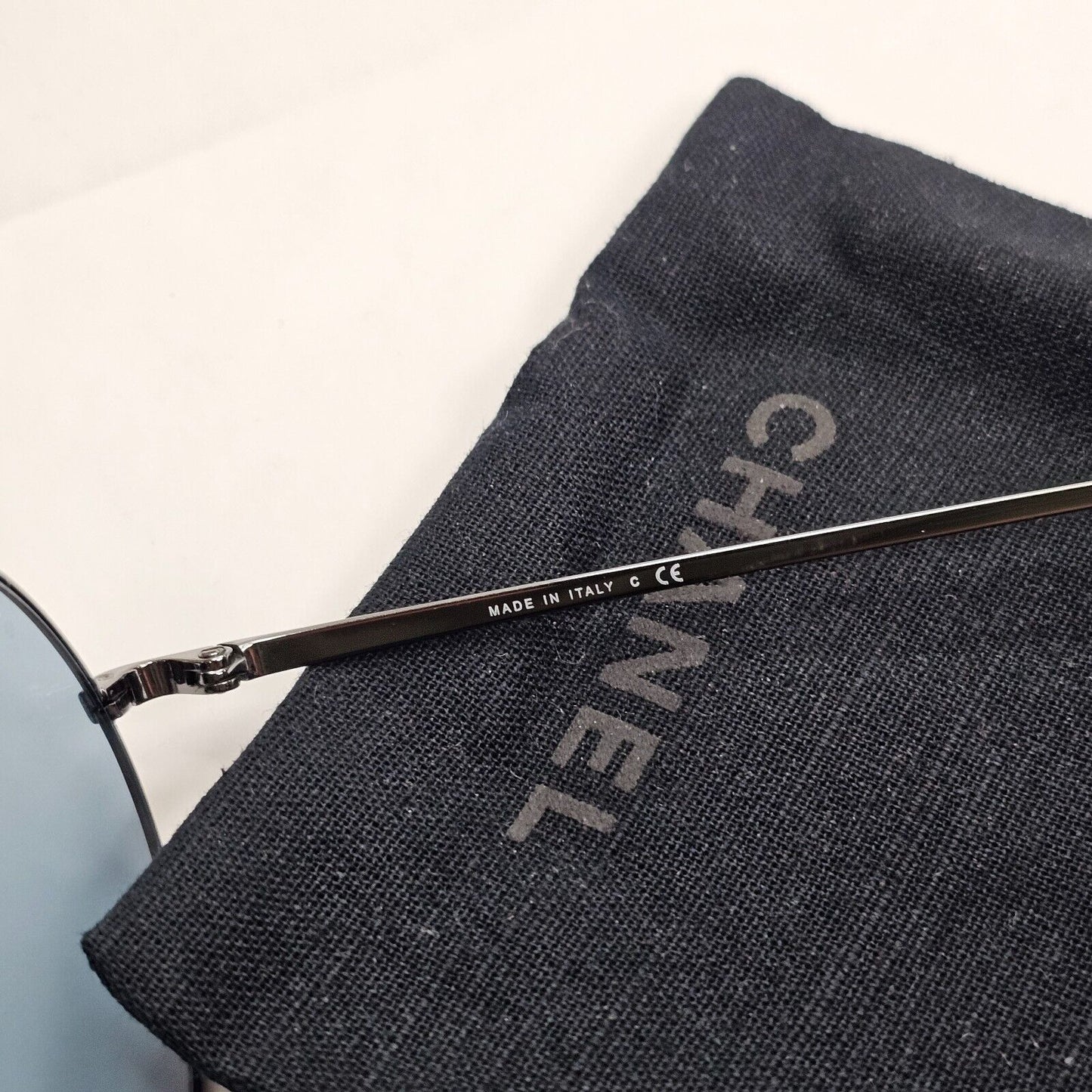 Chanel Sunglasses Blue Grey Gunmetal Round Pilot Metal 4232 c.108/65 200324