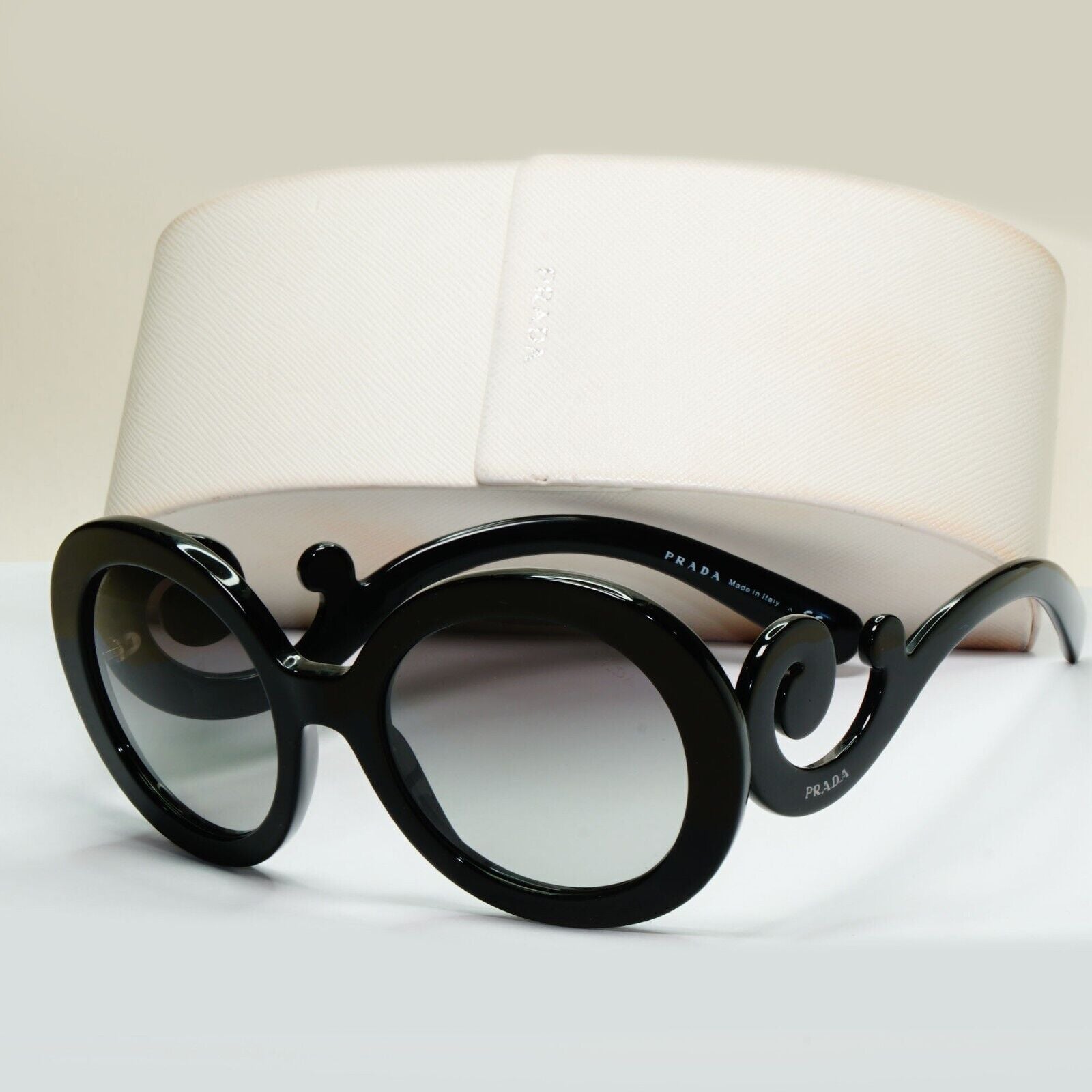 Prada Sunglasses Swirl Baroque Black Round PR27NS SPR 27N 1AB-3M1 061024