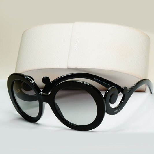 Prada Sunglasses Swirl Baroque Black Round PR27NS SPR 27N 1AB-3M1 061024