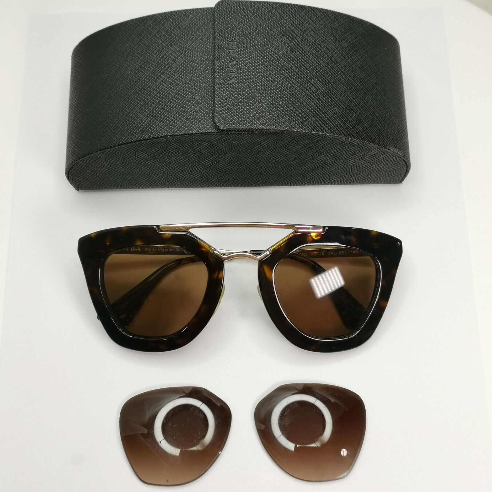 Prada Sunglasses Cinema Gold Brown Tortoise Square PR09QS SPR 09Q 2AU-6S1 170125