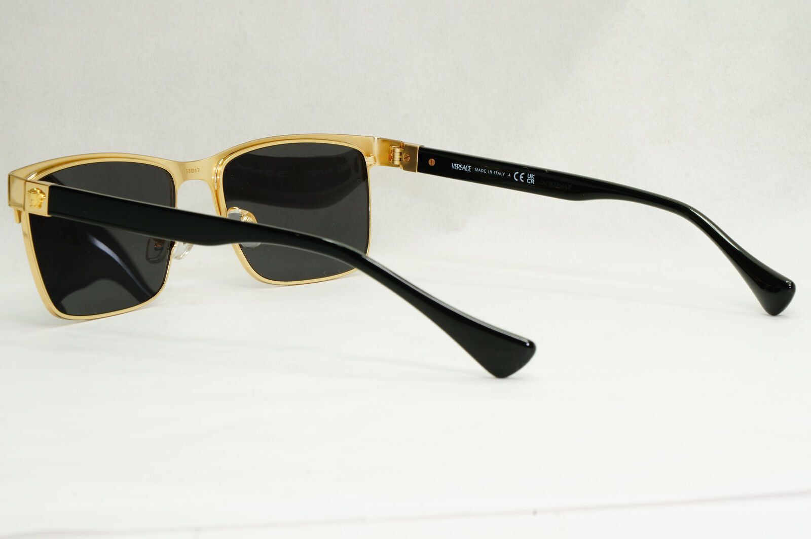 Versace Sunglasses Black Gold Square Metal Glossy MOD VE 1285 1002 56mm [B]