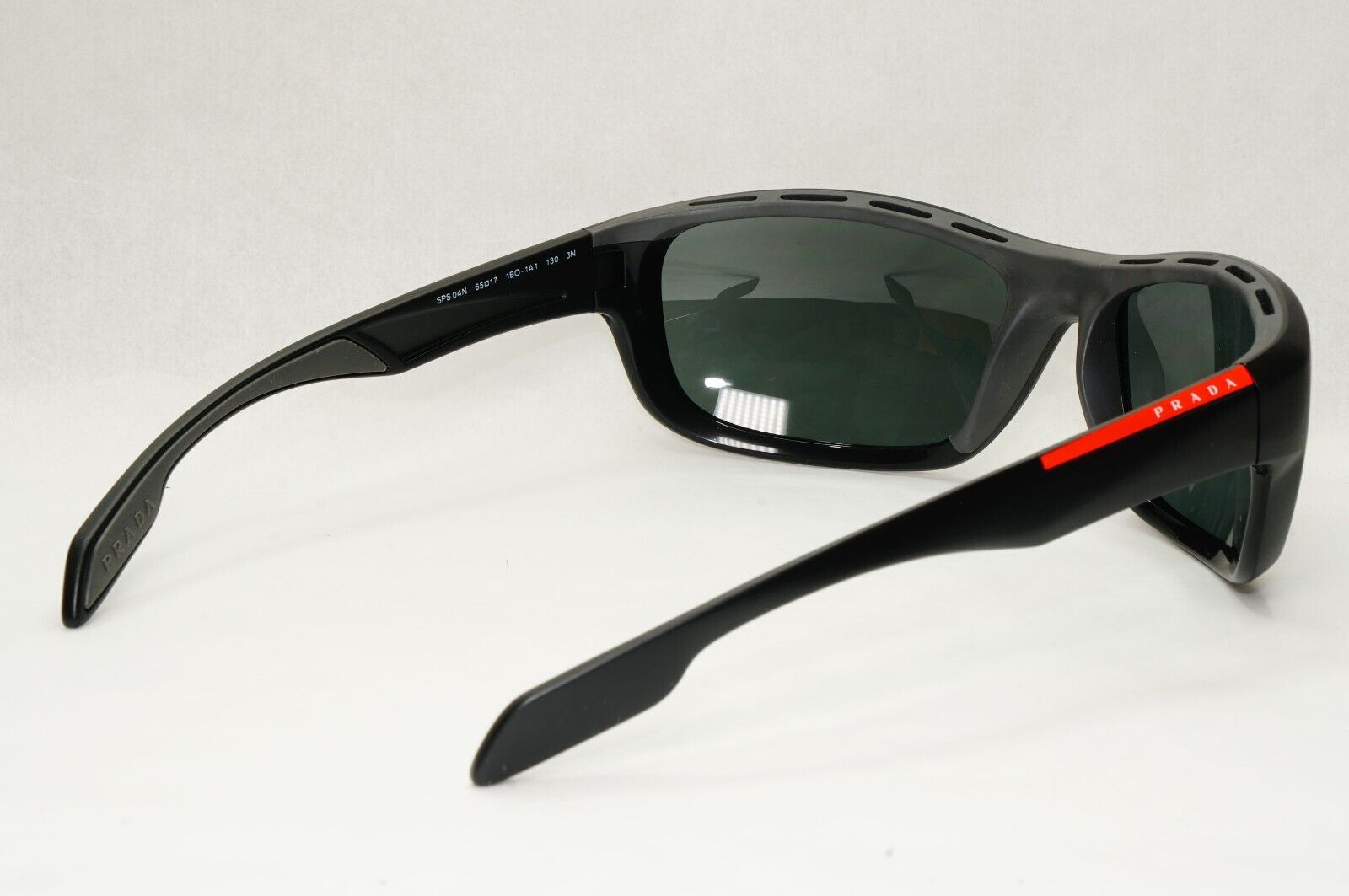 Prada Sunglasses Black Wrap Linea Rossa Red Stripe PS04NS SPS 04N 1BO-1A1 65mm