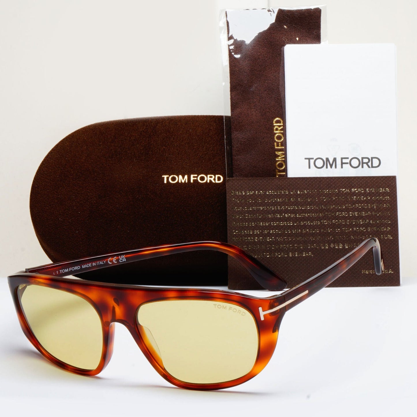 Tom Ford Sunglasses Edward-02 Photochromic Yellow Brown FT1002 TF 1002 53E