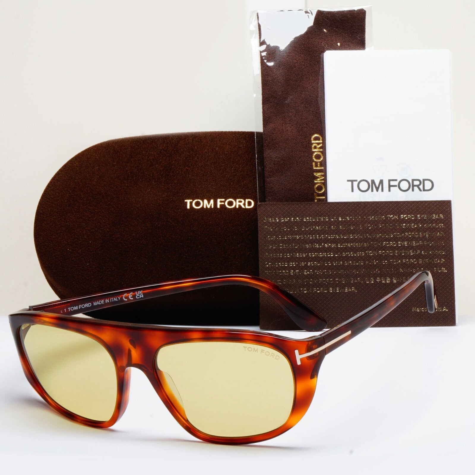 Tom Ford Sunglasses Edward-02 Photochromic Yellow Brown FT1002 TF 1002 53E