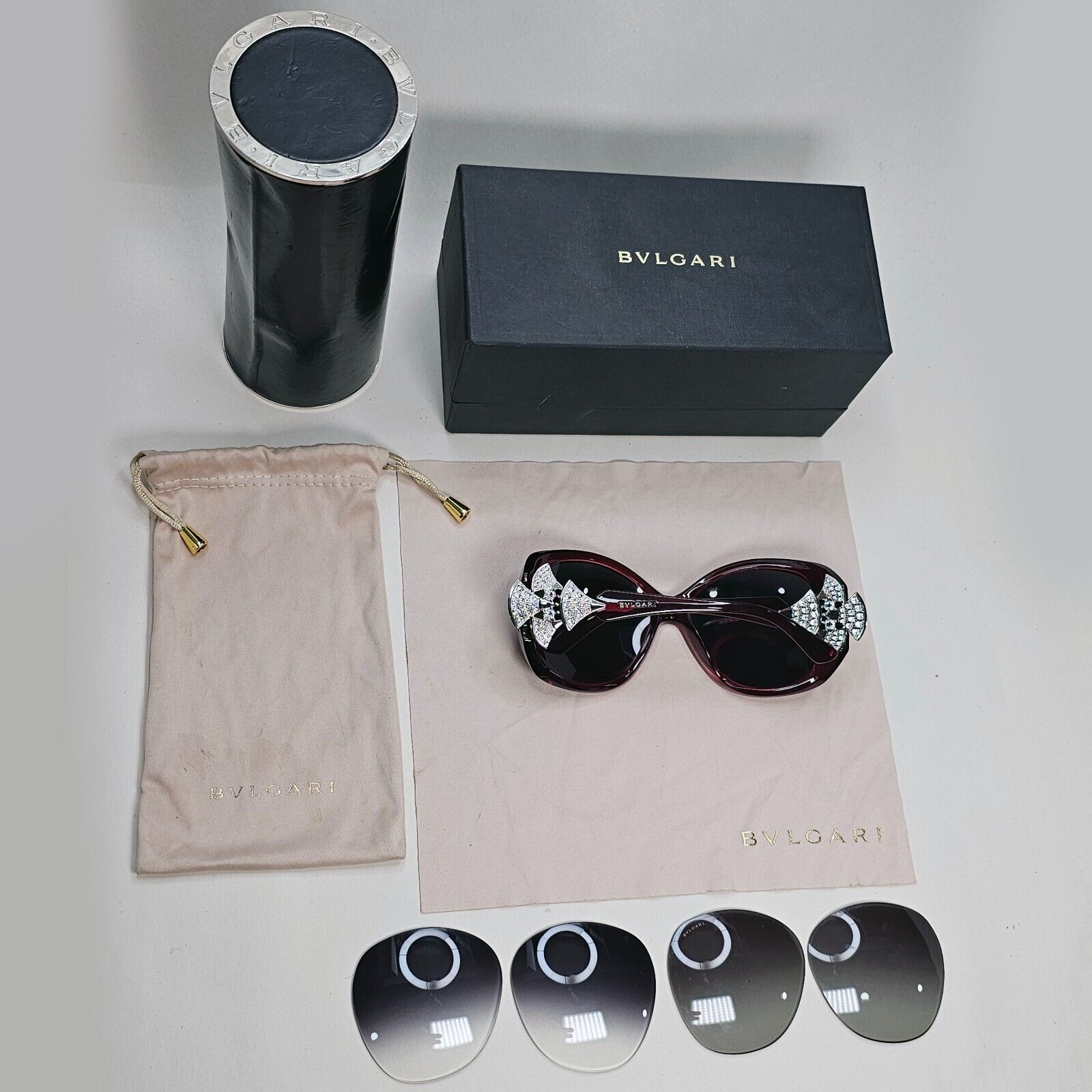 Bvlgari Sunglasses 2015 Dark Red Black Crystal Diamante 8126-B 1001/11 311024