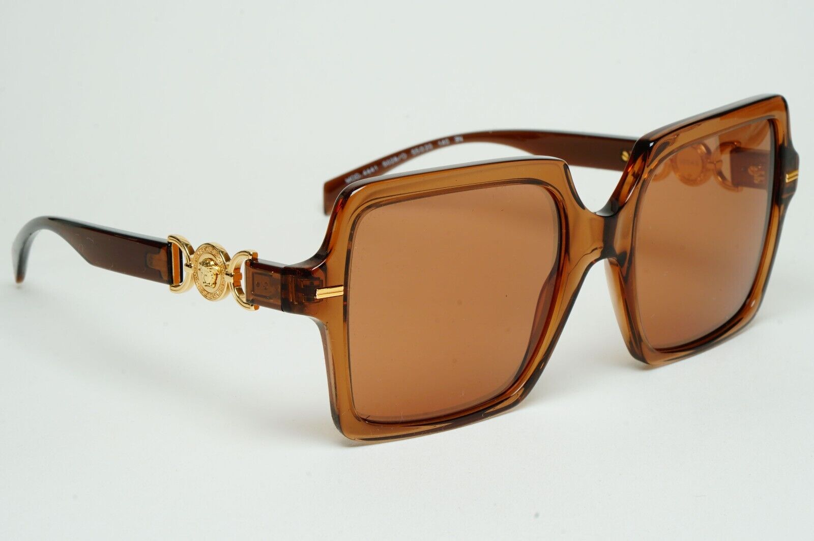 Versace Sunglasses Transparent Brown Gold Medusa Square MOD 4441 5028/O 55mm