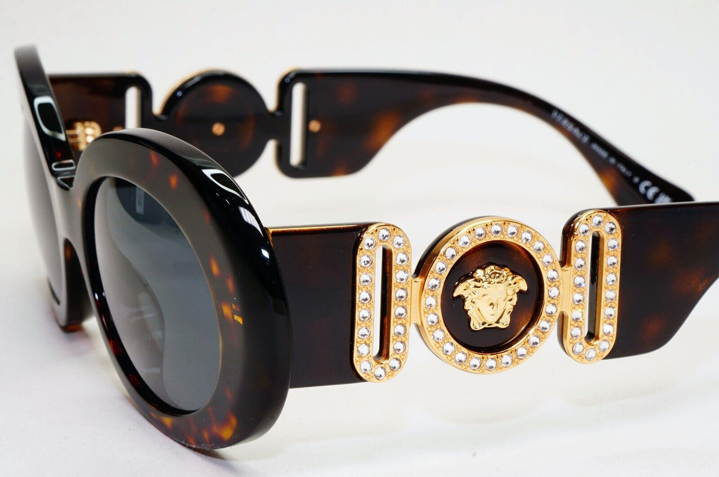 Versace Sunglasses Medusa Diamante Brown Gold Grey Oval MOD VE 4426BU 108/87