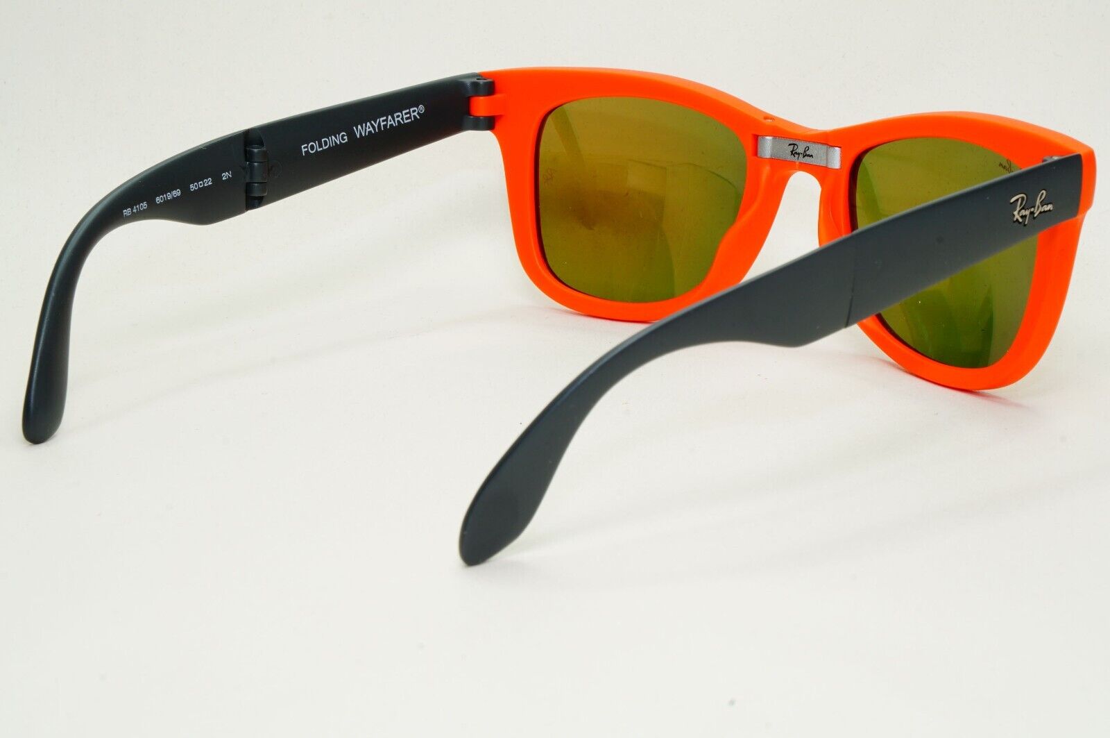 Ray-Ban Sunglasses Folding Wayfarer Orange Mirror Black Matte RB 4105 6019/69