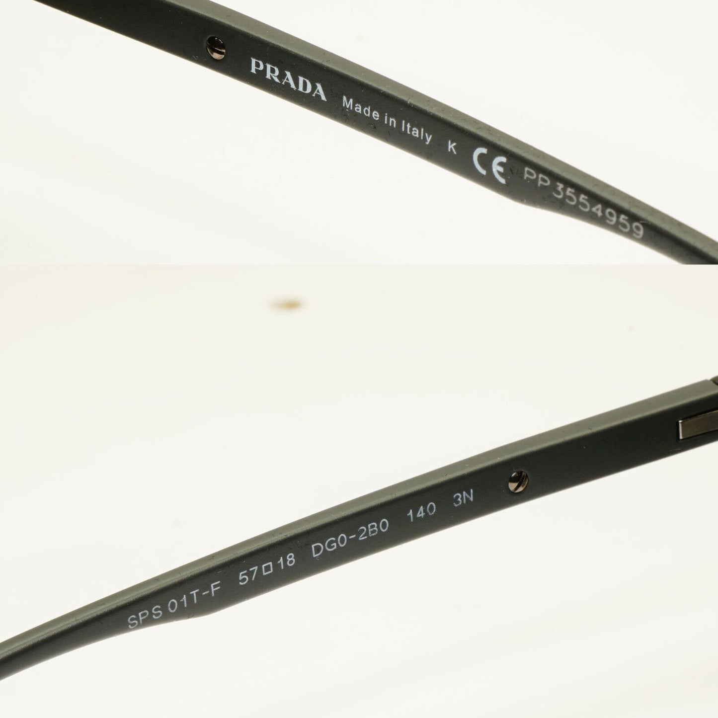 Prada Black Grey Mirror Silver Square Lightweight Sunglasses SPS 01T F DG0-2B0