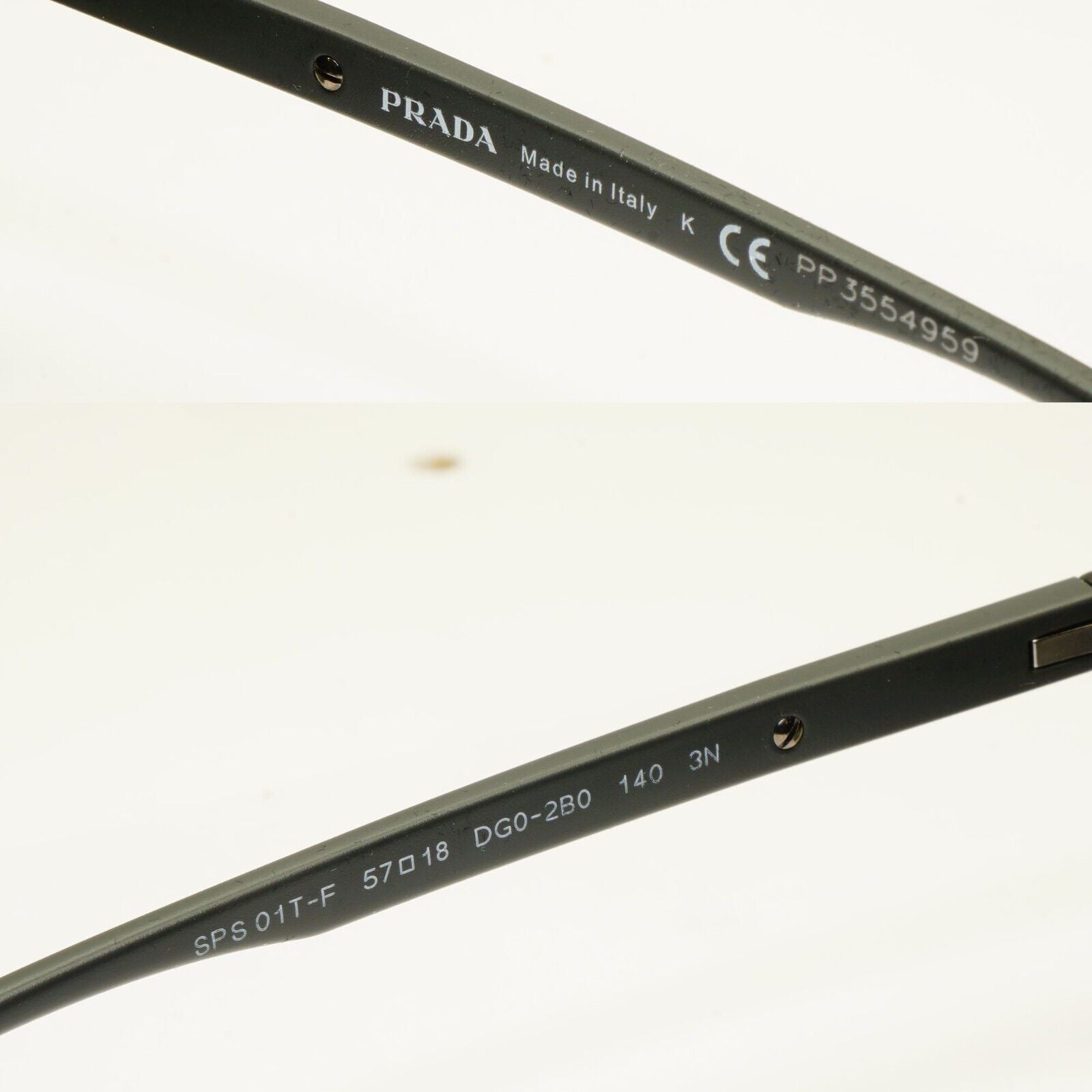 Prada Black Grey Mirror Silver Square Lightweight Sunglasses SPS 01T F DG0-2B0