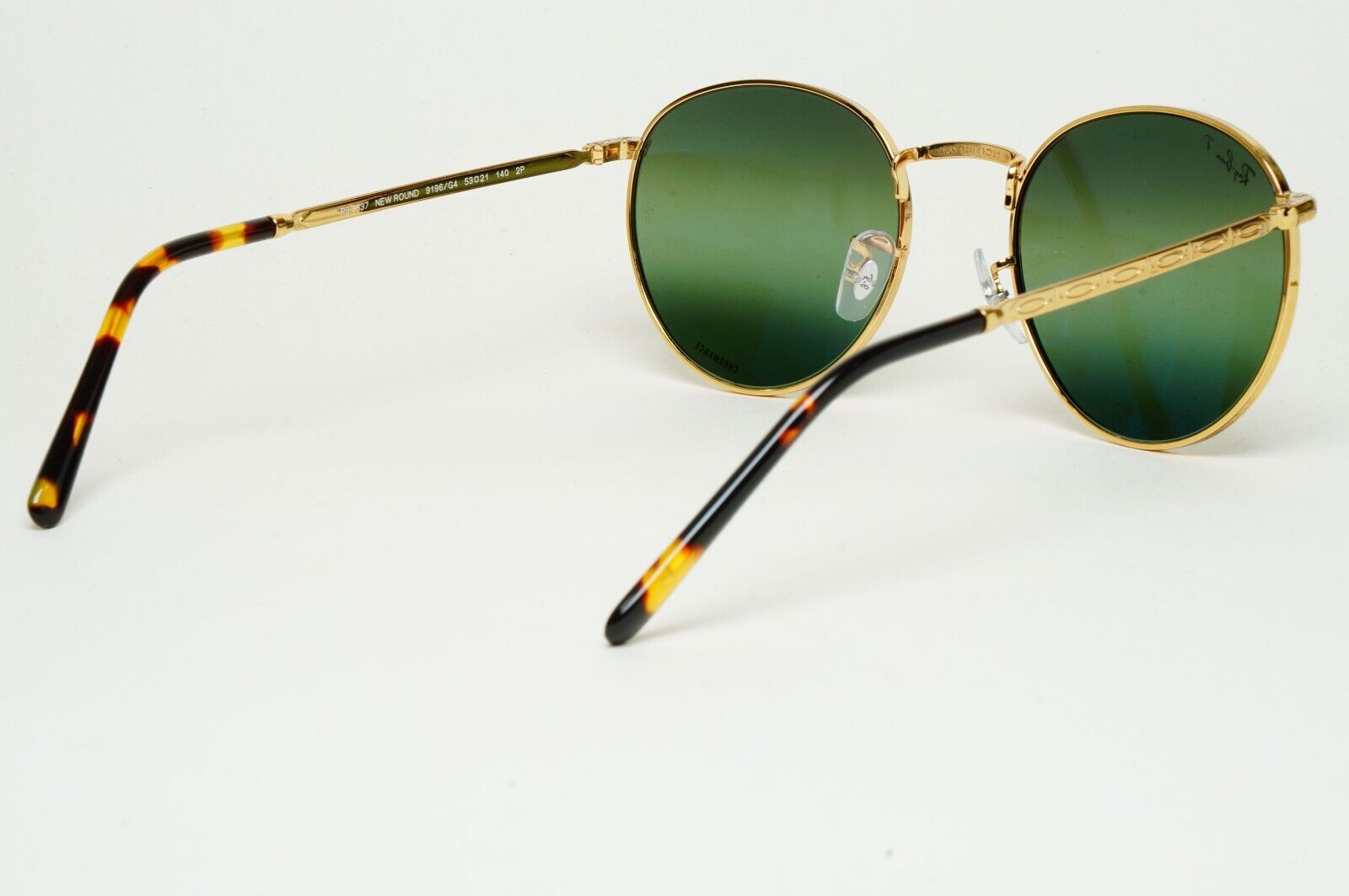 Ray-Ban Sunglasses Polarized New Round Chromance Gold RB 3637 9196/G4 53mm