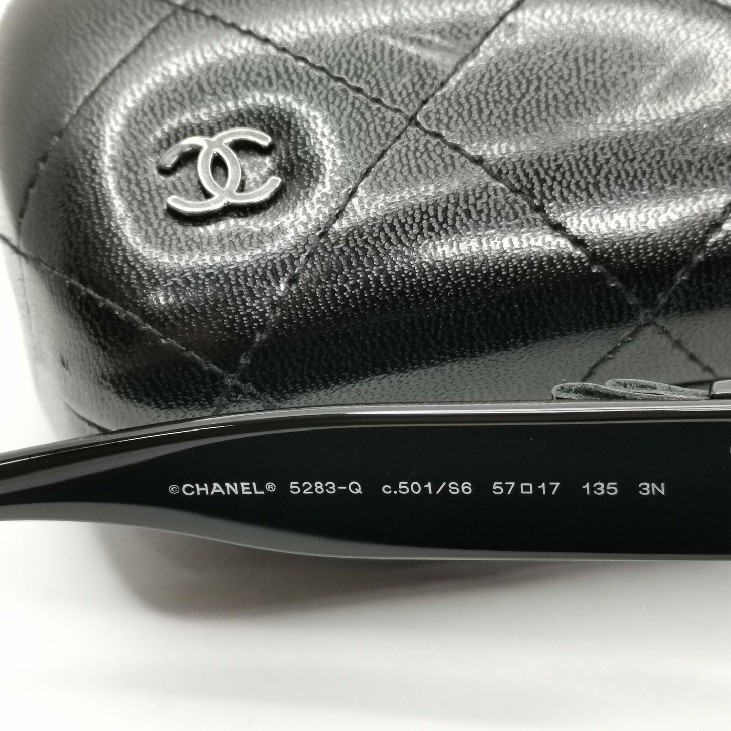 Chanel 2013 Sunglasses Leather Bow Black Square Gradient 5283-Q c.501/S6 221122