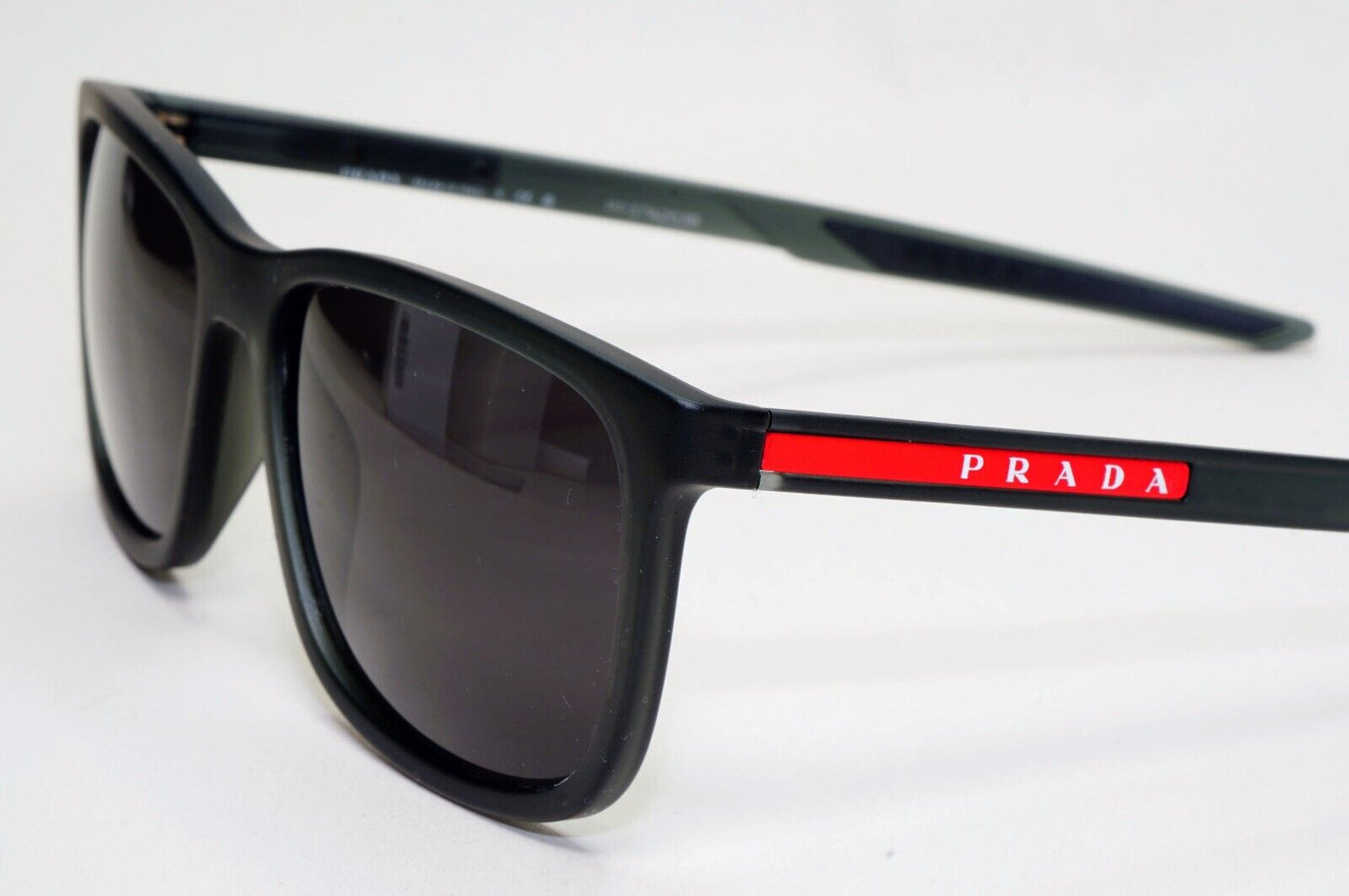 Prada Sunglasses Black Transparent Rubber Square PS07OV VPS 07O 13C-1O1 56mm