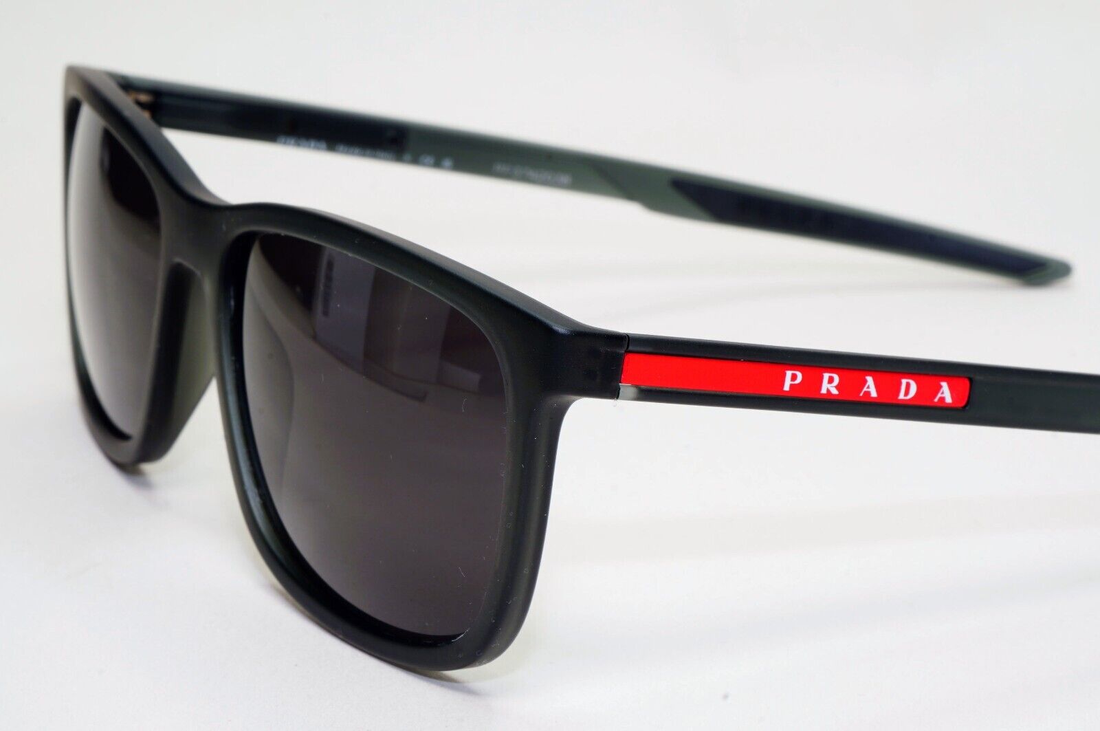 Prada Sunglasses Black Transparent Rubber Square PS07OV VPS 07O 13C-1O1 56mm