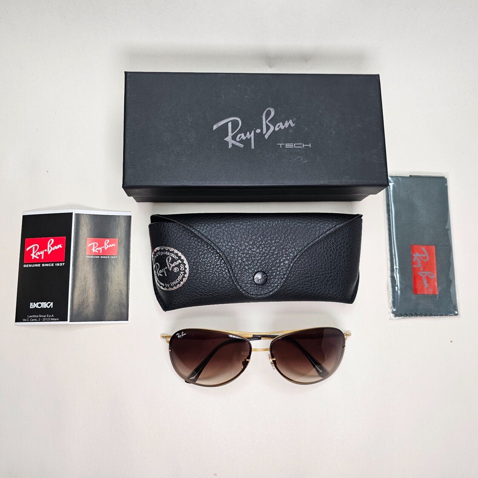 Ray-Ban Sunglasses Titan Ultra Lighweight Rimless Gold Brown RB 8052 157/13 61mm