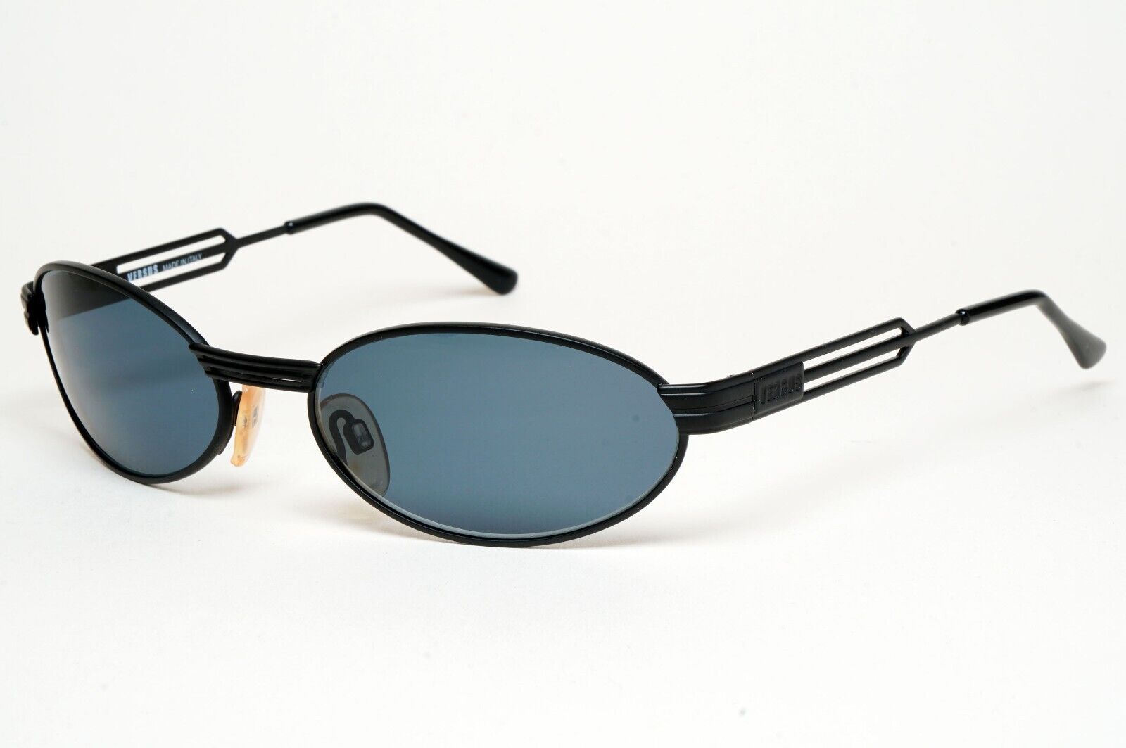 Versus Sunglasses 1996 by Gianni Versace Vintage Black Oval Wrap MOD F34 COL 028