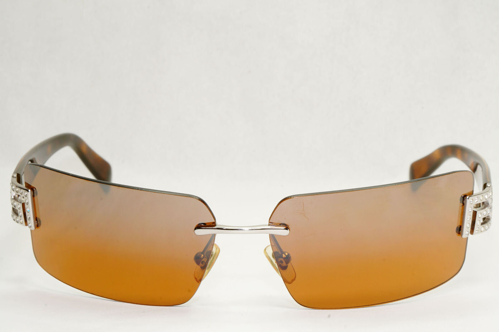 Versace Sunglasses 2004 Vintage Rimless Brown Wrap MOD 2010-B 1000/6U 070224