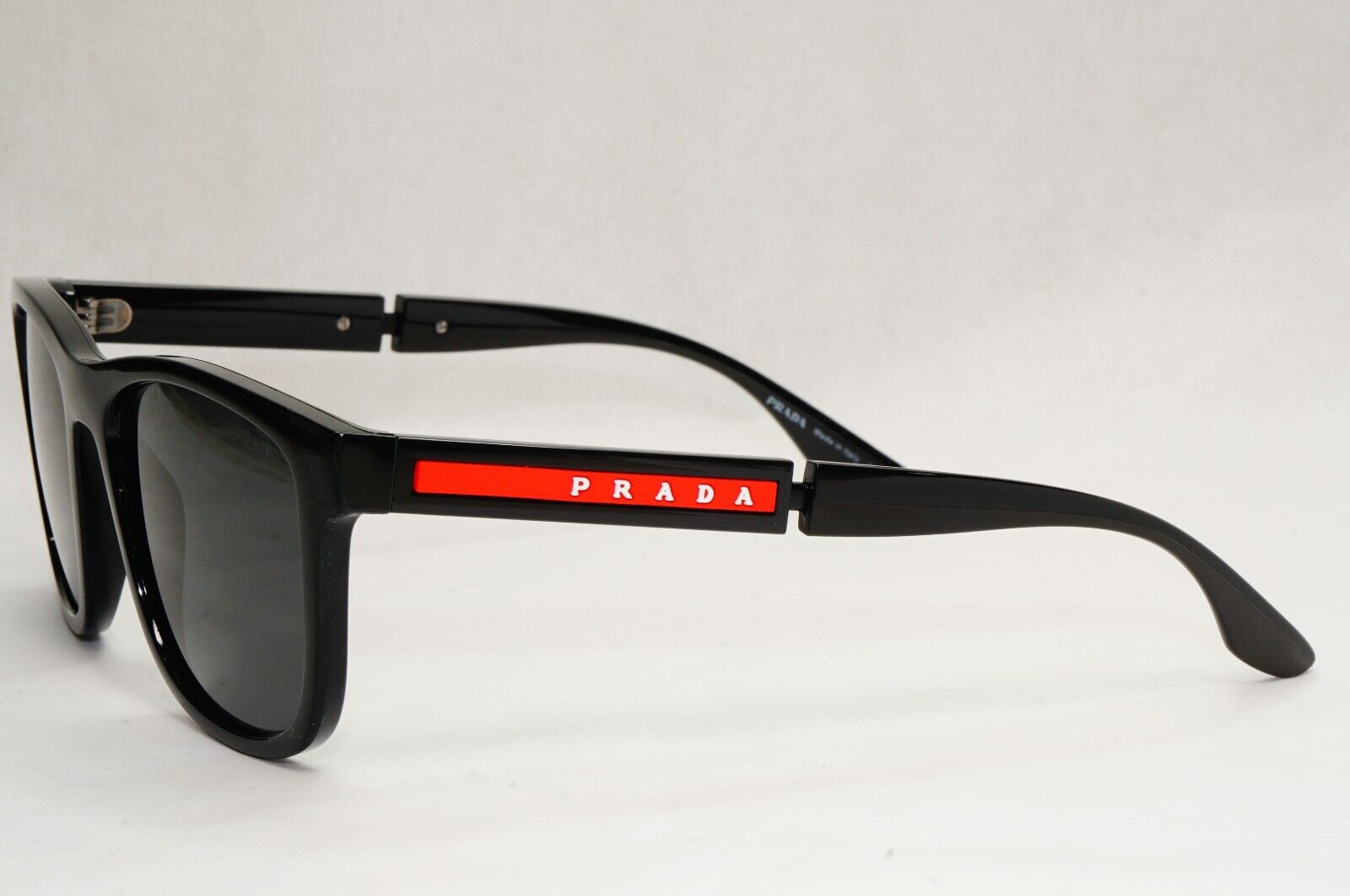 Prada Black Sunglasses Square Red Stripe Fashion PS04XS SPS 04X 1AB-5S0