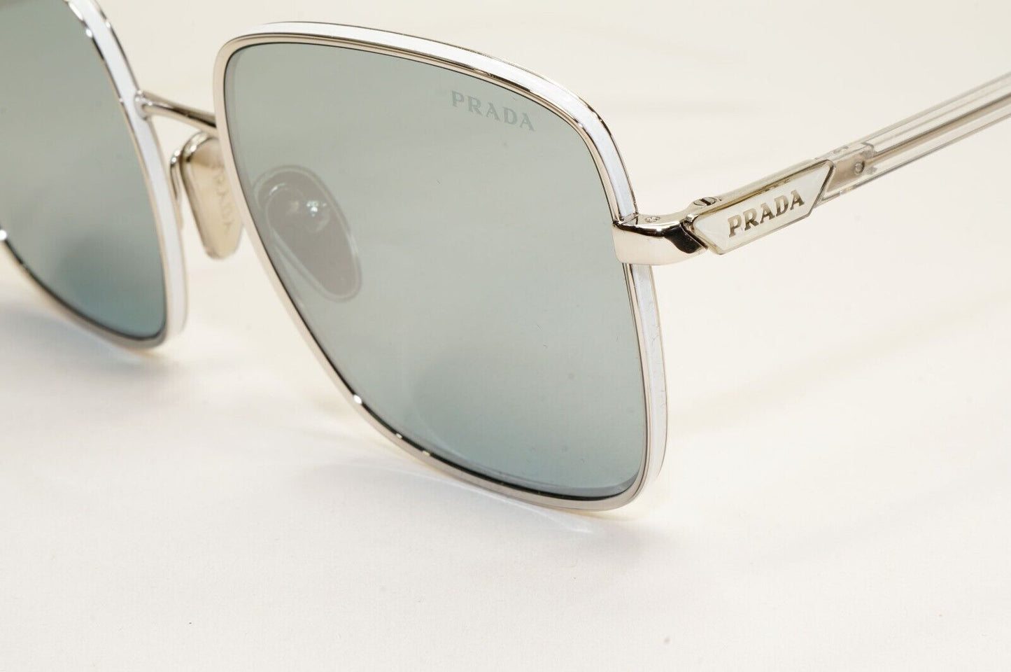 Prada Sunglasses Silver Mirror Large Square Oversized PR55YS SPR 55Y 1BC-02R