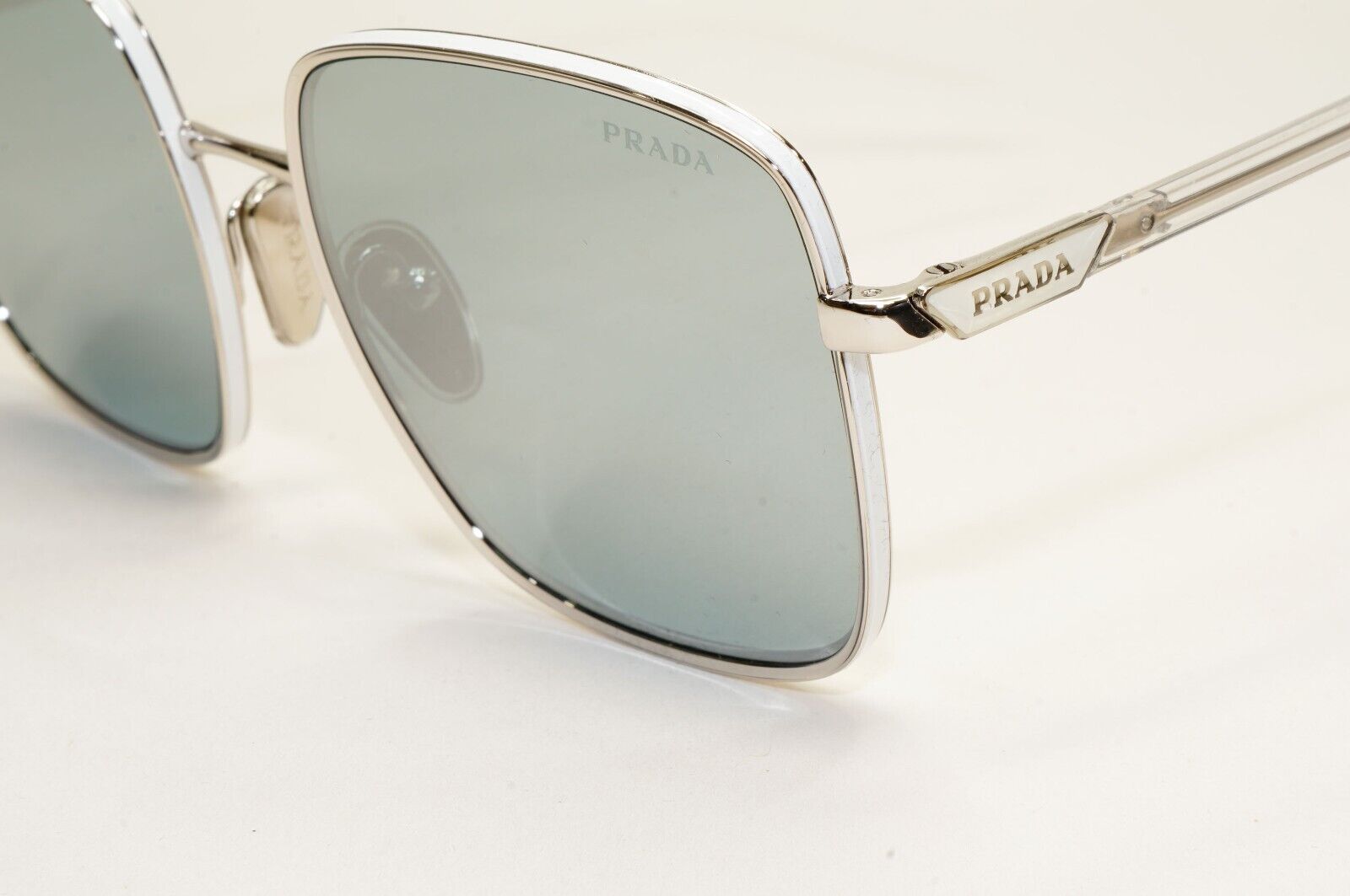 Prada Sunglasses Silver Mirror Large Square Oversized PR55YS SPR 55Y 1BC-02R