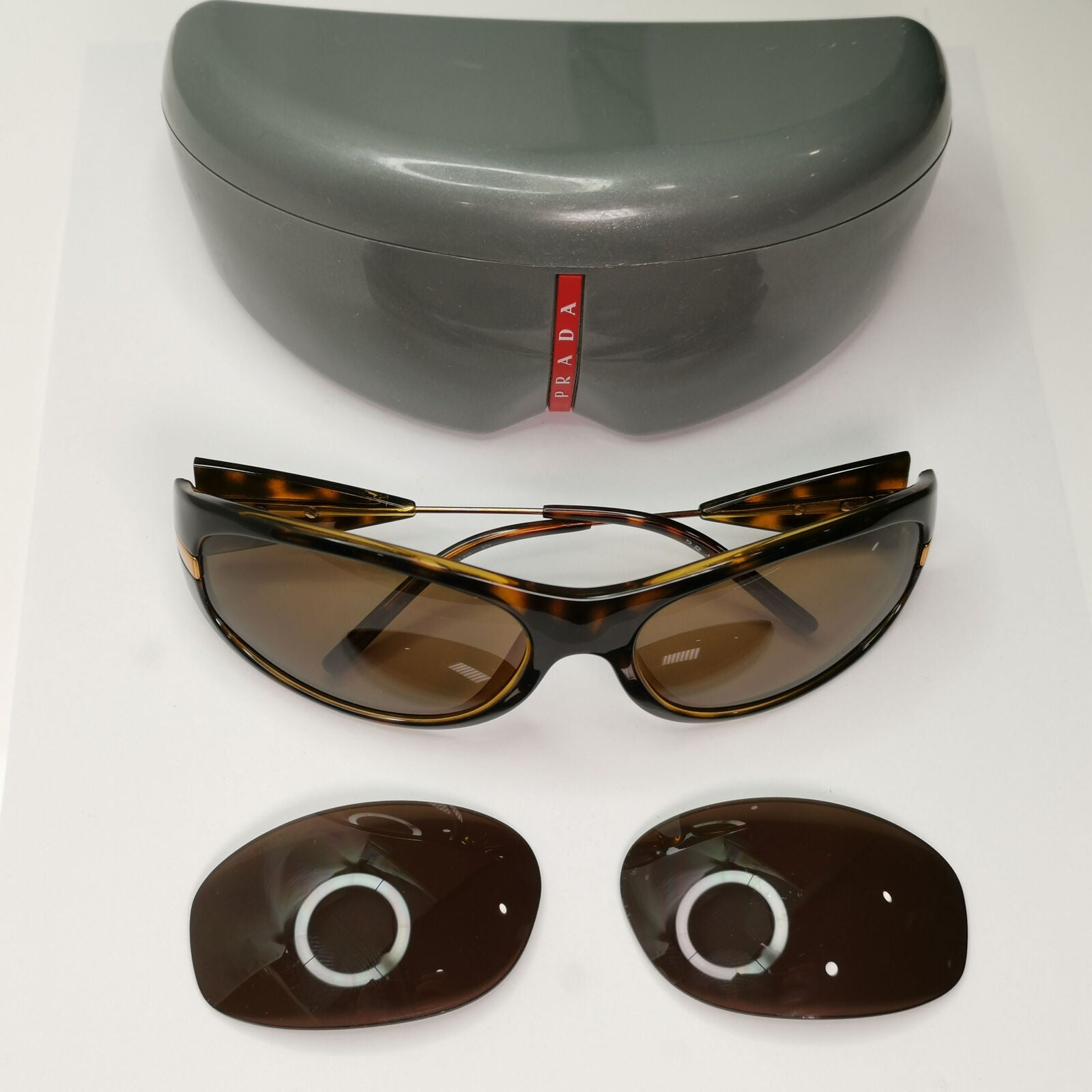 Prada 2007 Brown Sunglasses Gold Vintage Womens PR07IS SPR 07I 2AU-8C1 37434