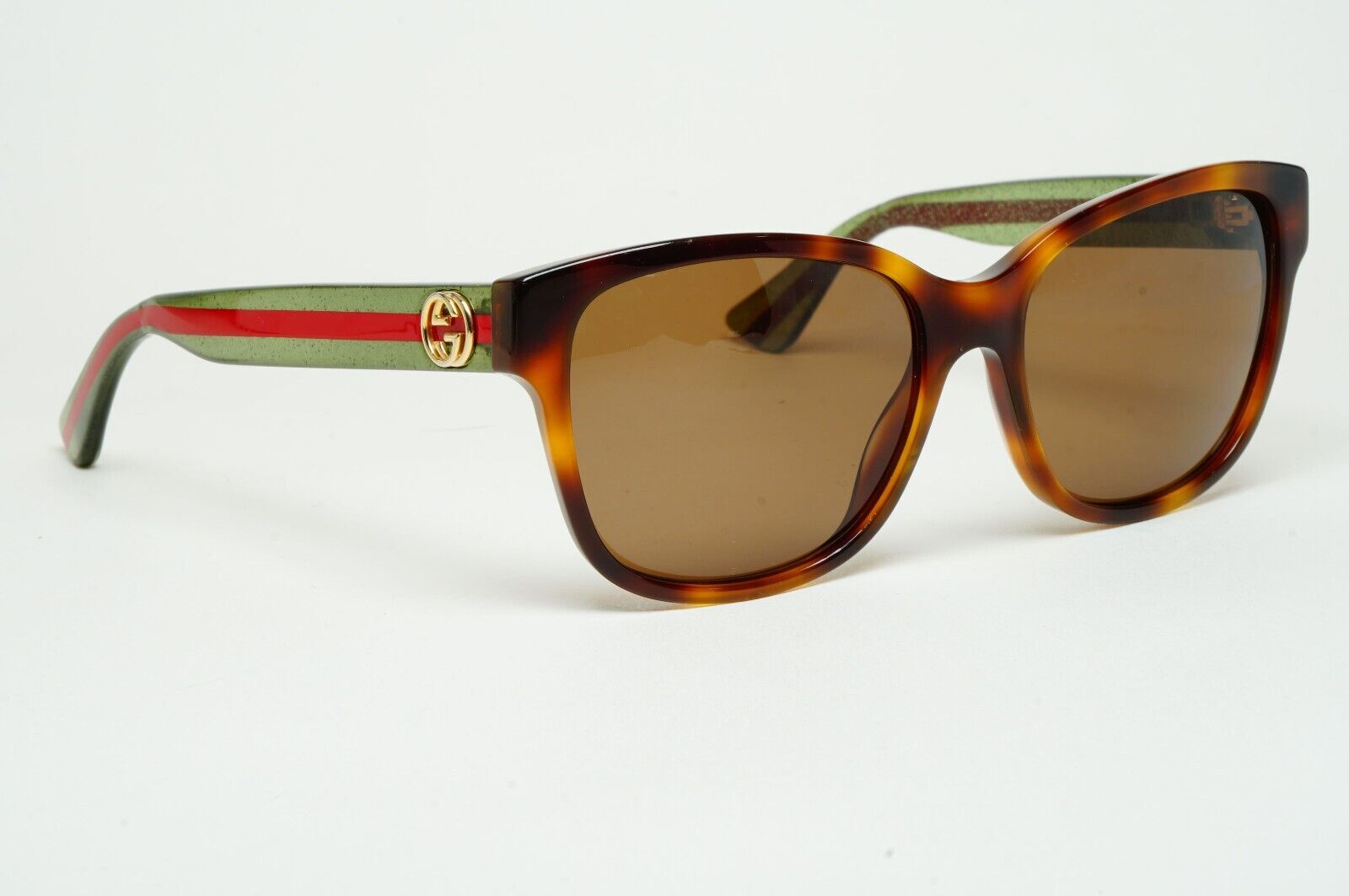 Gucci Sunglasses 2017 Brown Green Square Red Stripe GG0038O 002 54mm 100225