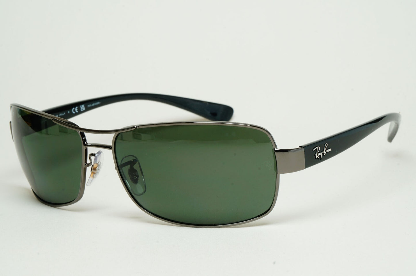 Ray-Ban Sunglasses Polarized Dark Green Gunmetal Wrap Navigator RB 3379 004/58