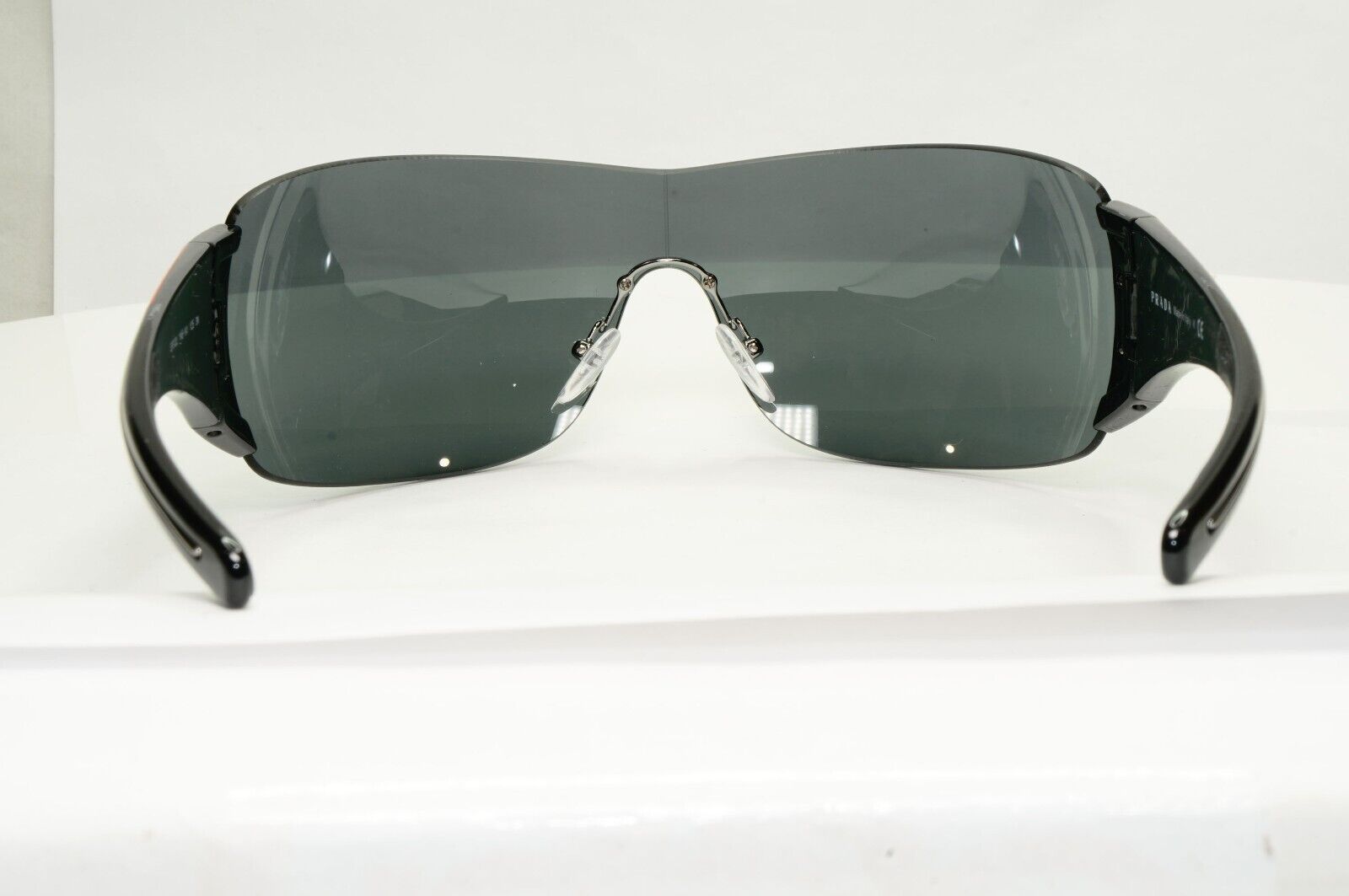 Prada Black Sunglasses Shield Visor Glossy Wrap Sport PS02LS SPS 02L 1AB-1A1