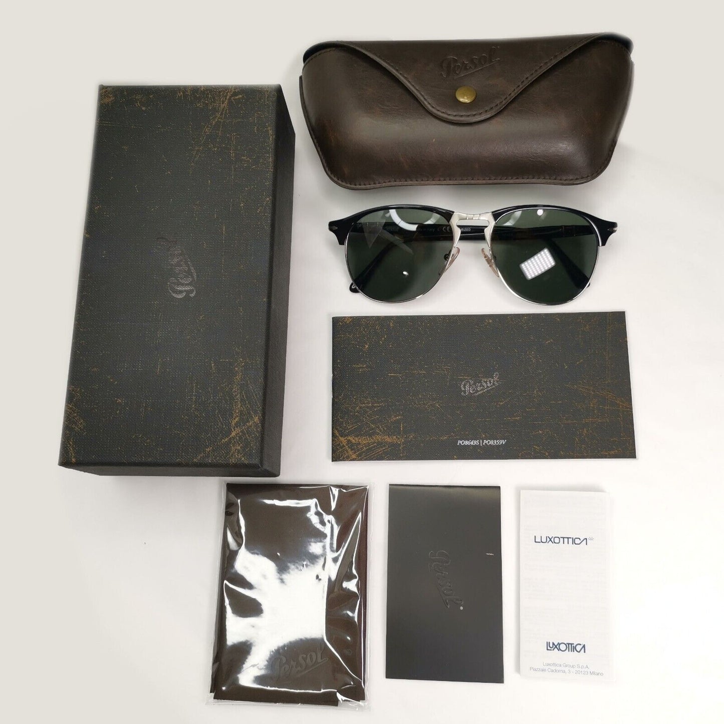 Persol Sunglasses 2015 Polarized Black Green Grey Silver 8649-S 95/58 56mm