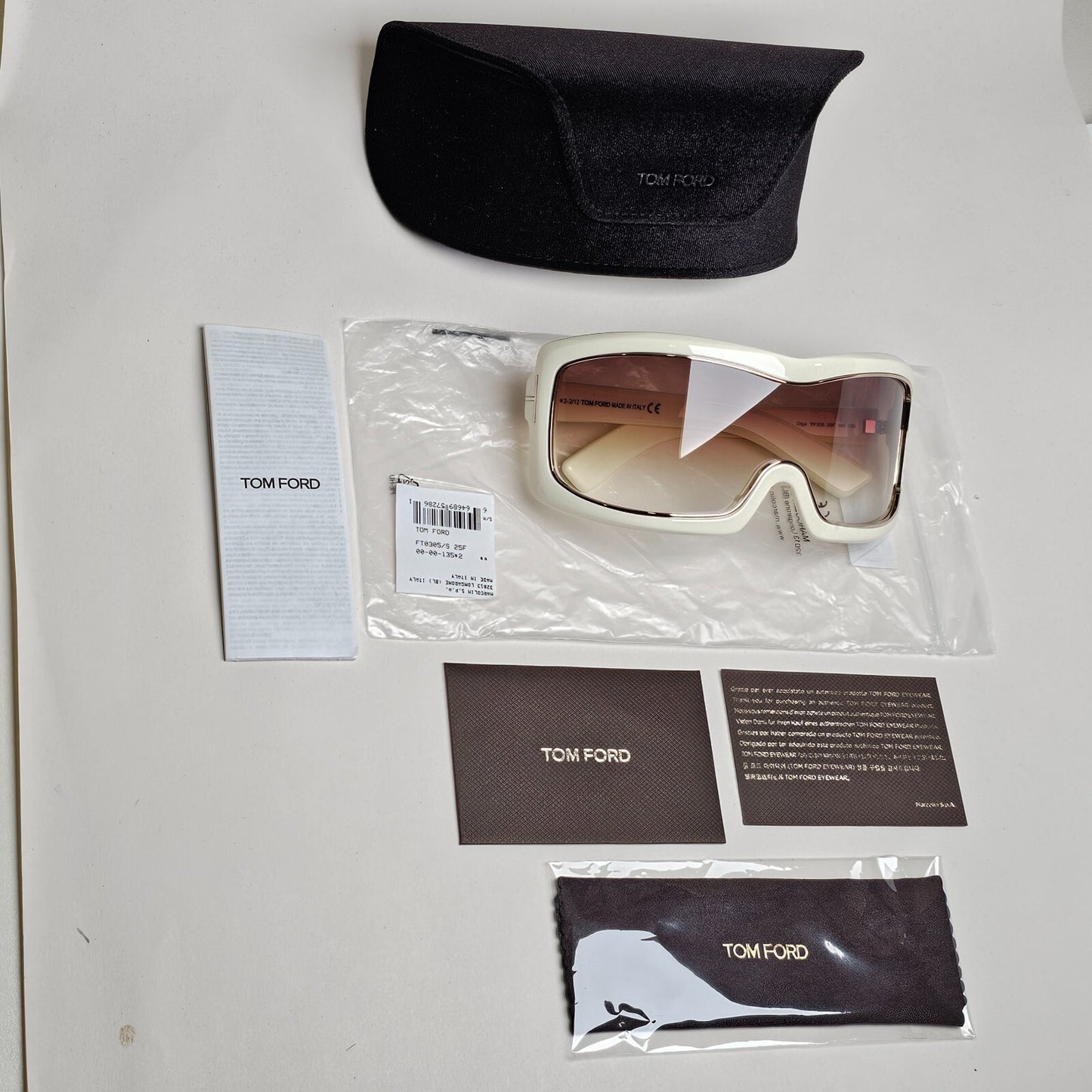 Tom Ford Sunglasses Olga Sunglasses Shield Ski Large Cream White TF 305 25F