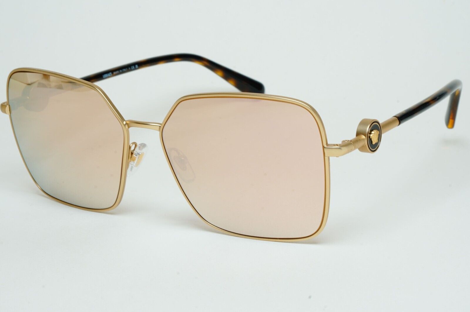 Versace Sunglasses Gold Mirror Brown Square Medusa MOD VE 2227 1410/5A 59mm