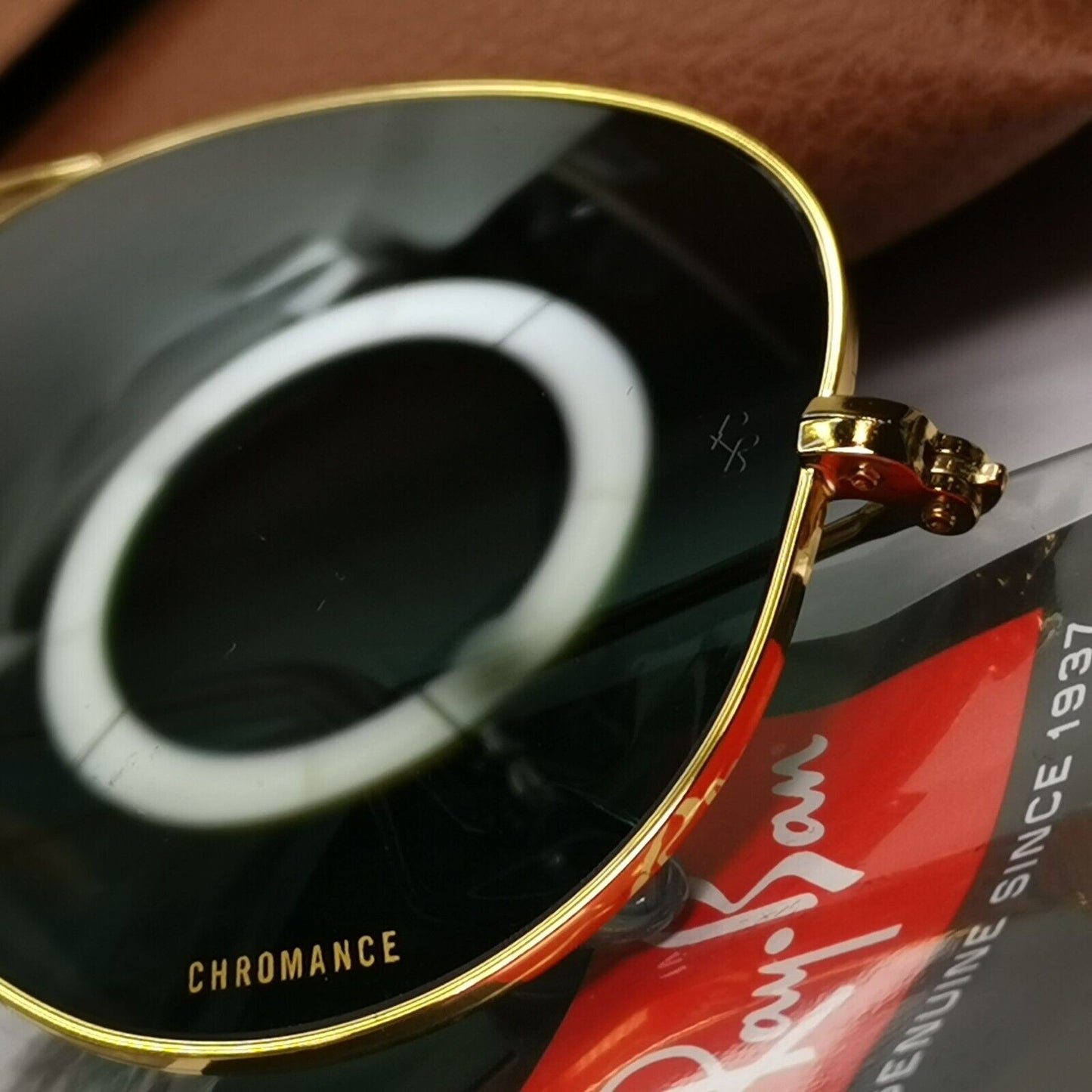 Ray-Ban Sunglasses Aviator Polarised Chromance Gold Green RB 3025 9196/G6 58mm