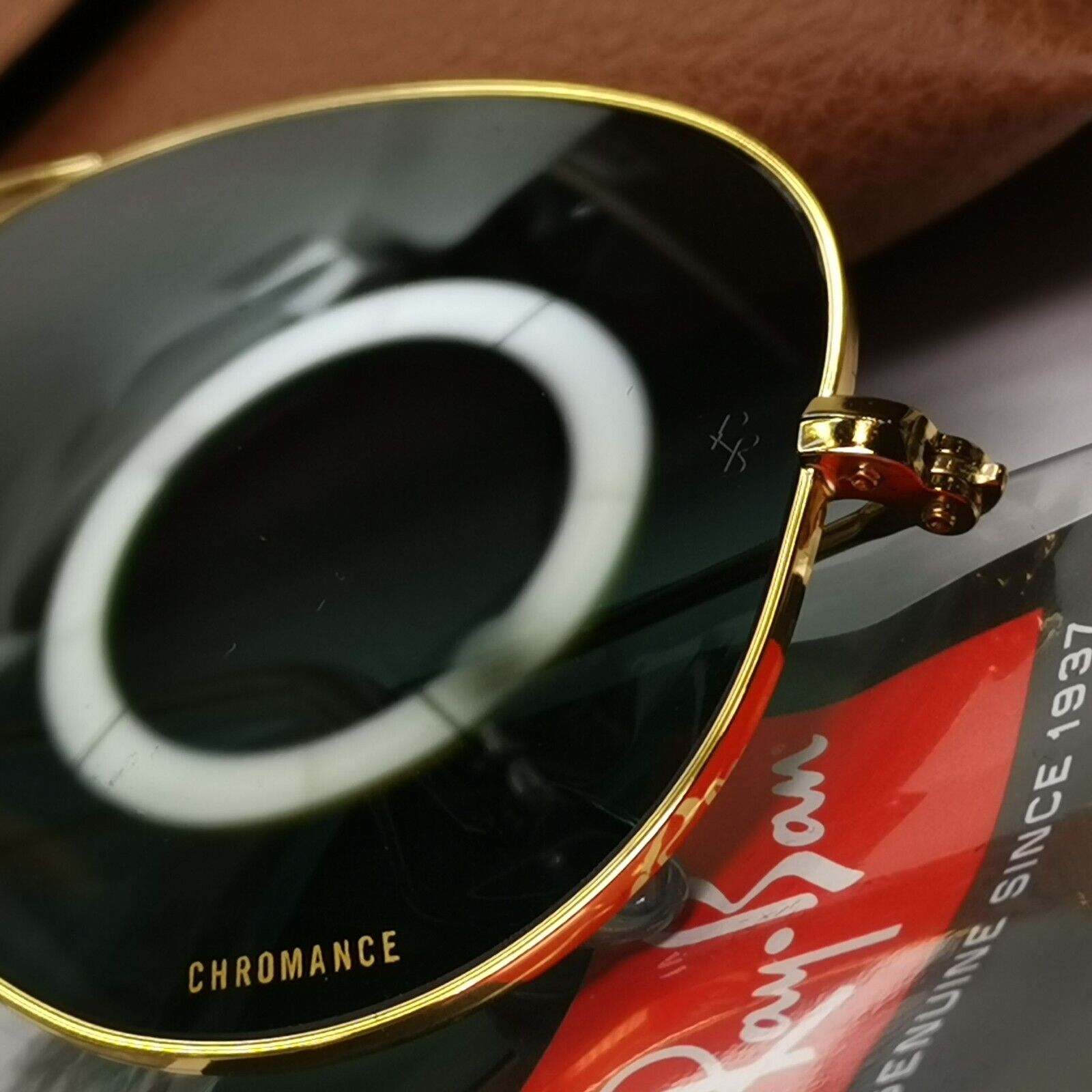 Ray-Ban Sunglasses Aviator Polarised Chromance Gold Green RB 3025 9196/G6 58mm