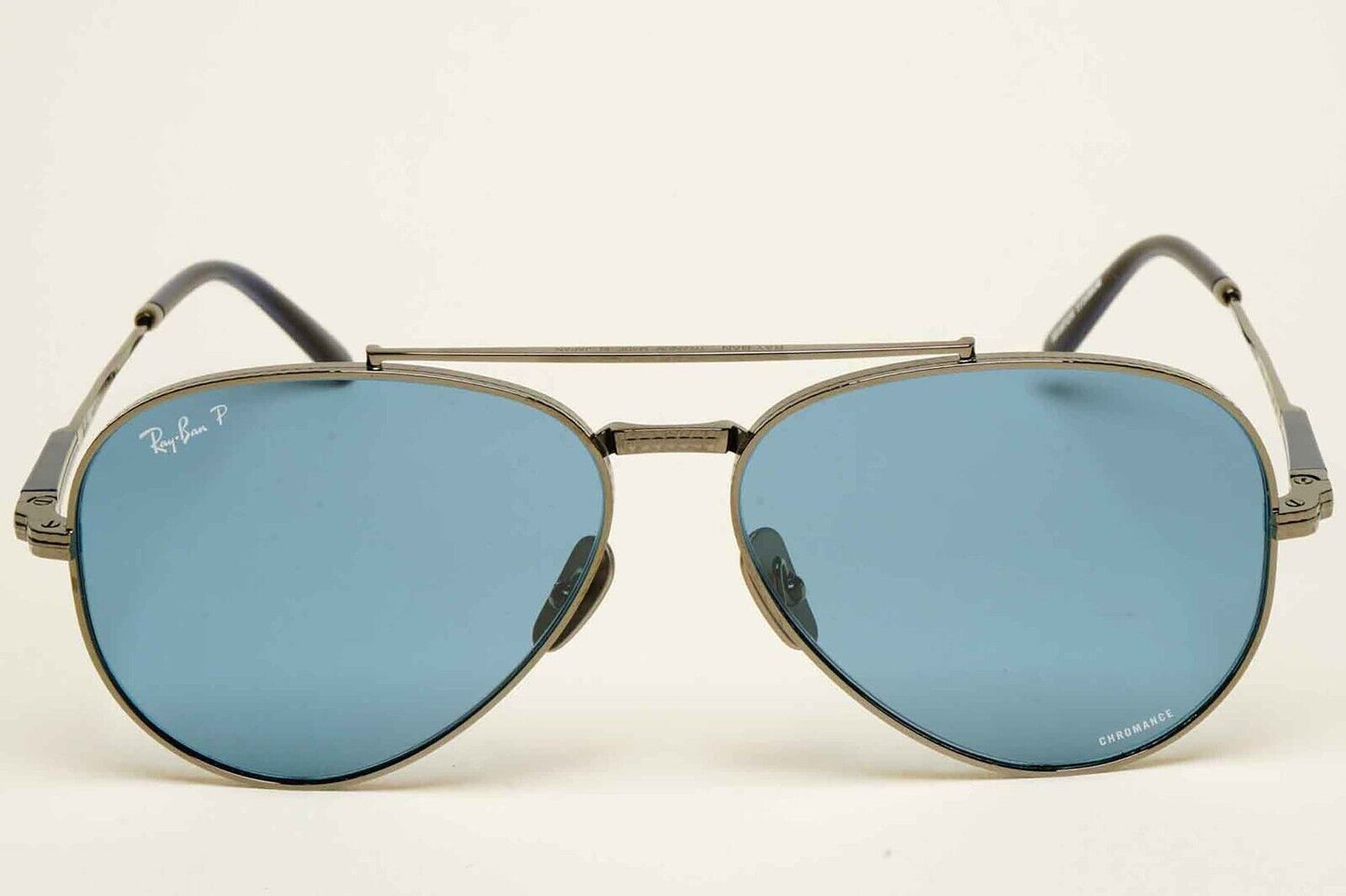 Ray-Ban Sunglasses Aviator Titanium Polarised Gunmetal Blue RB 8225 3142/S2 62mm
