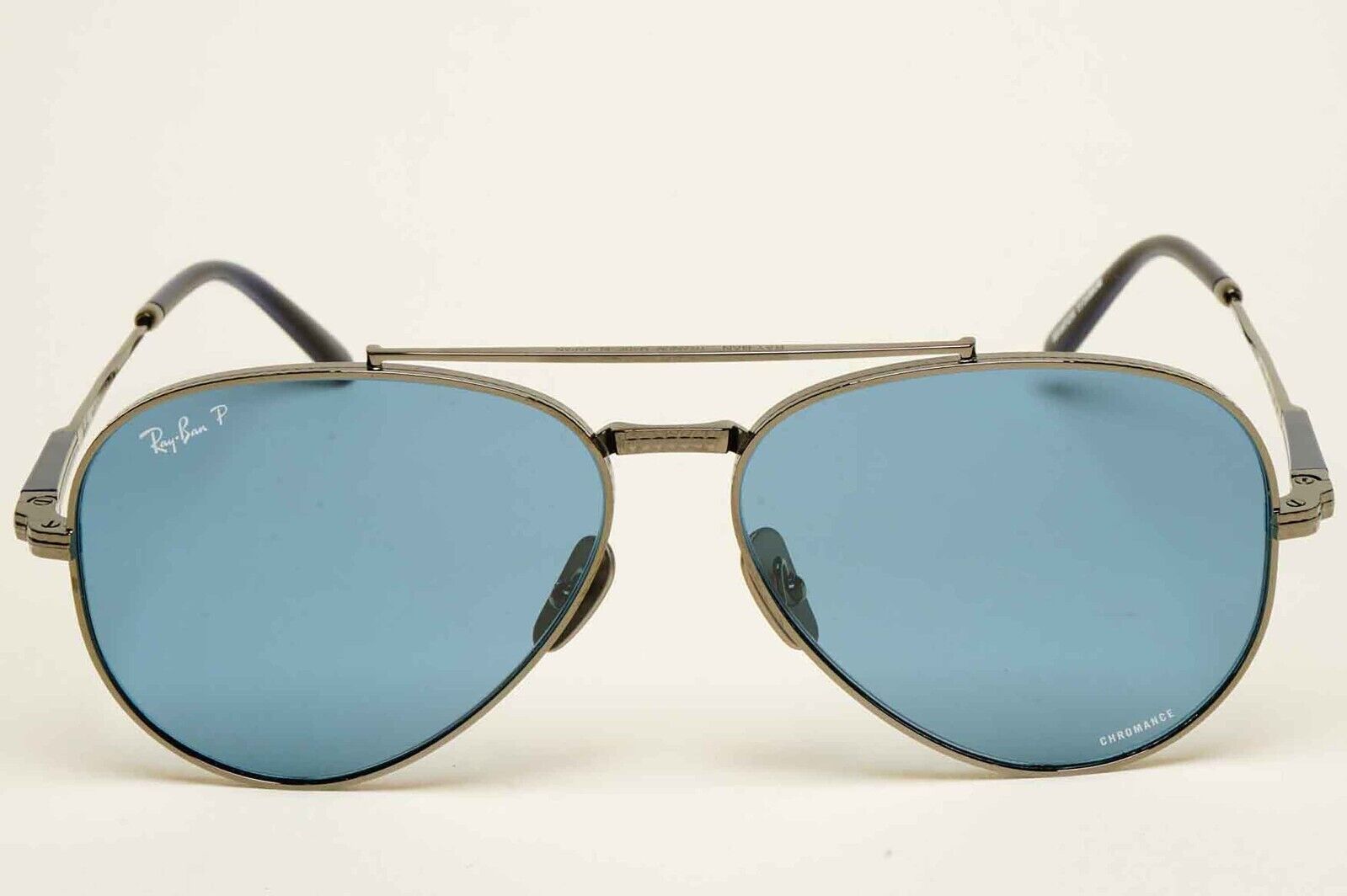 Ray-Ban Sunglasses Aviator Titanium Polarised Gunmetal Blue RB 8225 3142/S2 62mm