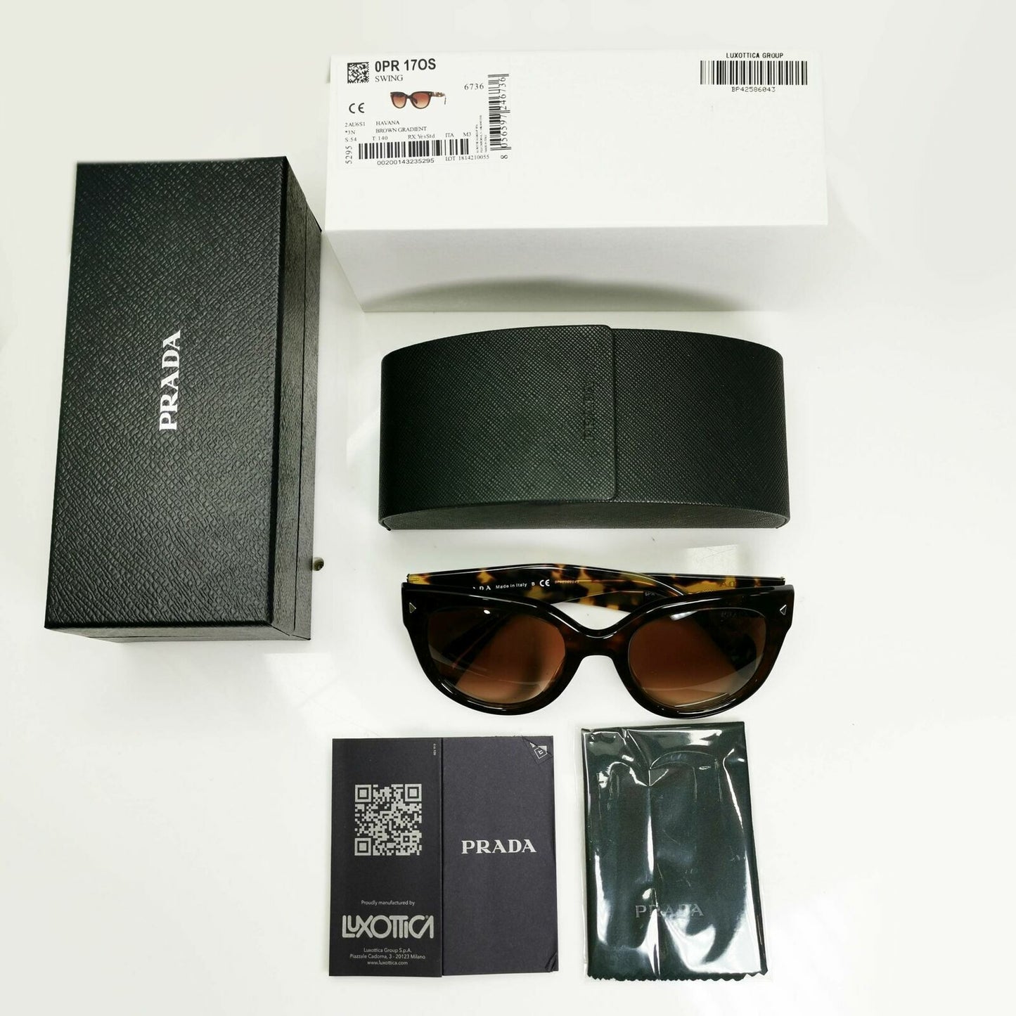 Prada Brown Tortoise Shell Sunglasses Womens Square Large SPR 17O Swing 2AU-6S1