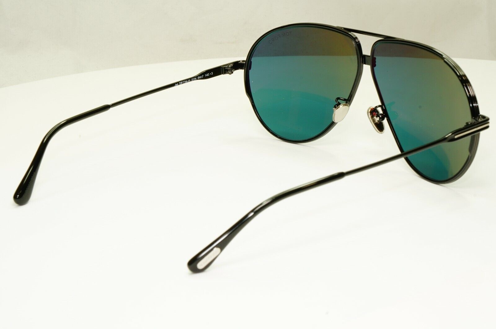 Tom Ford Black Sunglasses Pilot Green Metal Large 64mm Fashion Jet TF 734-H 01N 