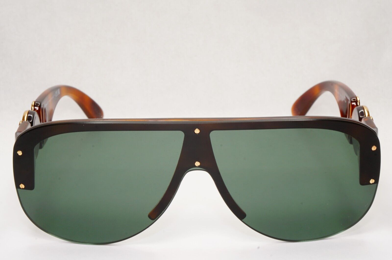 Versace Sunglasses Medusa Shield Brown Gold Green Visor MOD 4391 5317/71