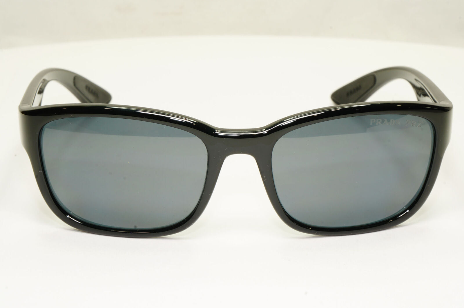 Prada Polarized Black Grey Sunglasses Square Mens Red Stripe SPS 05V 1AB-02G
