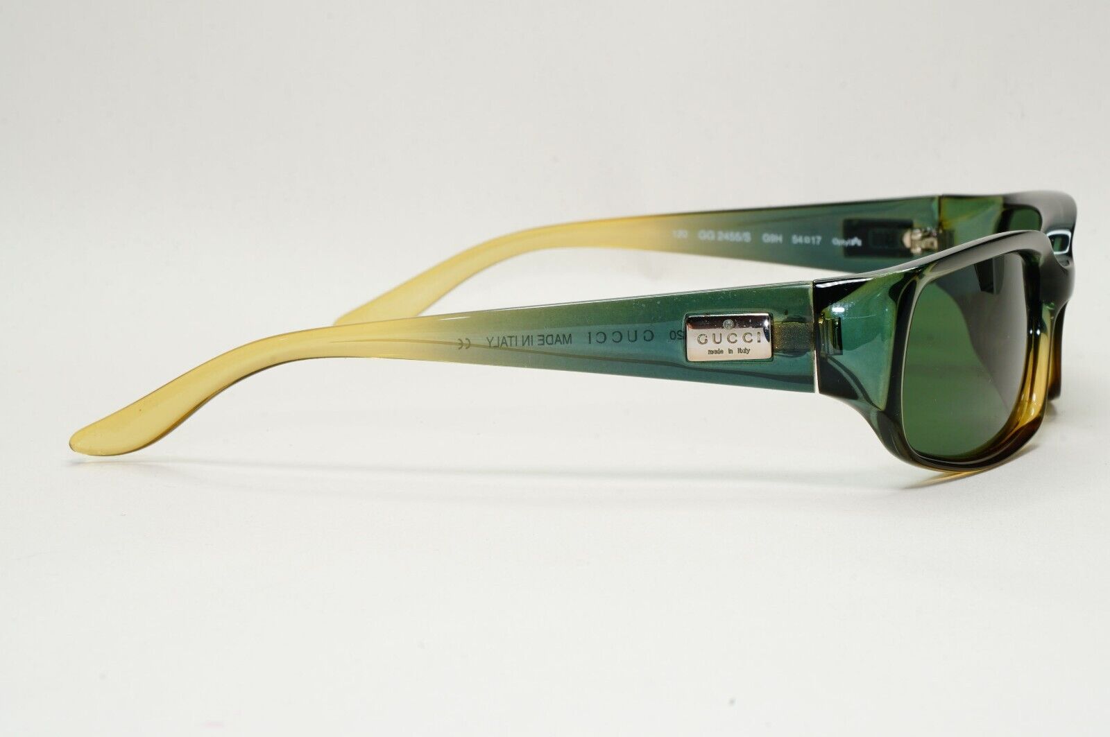 Gucci Sunglasses 1999 Vintage Green Transparent Rectangle GG 2455/S G9H 141024