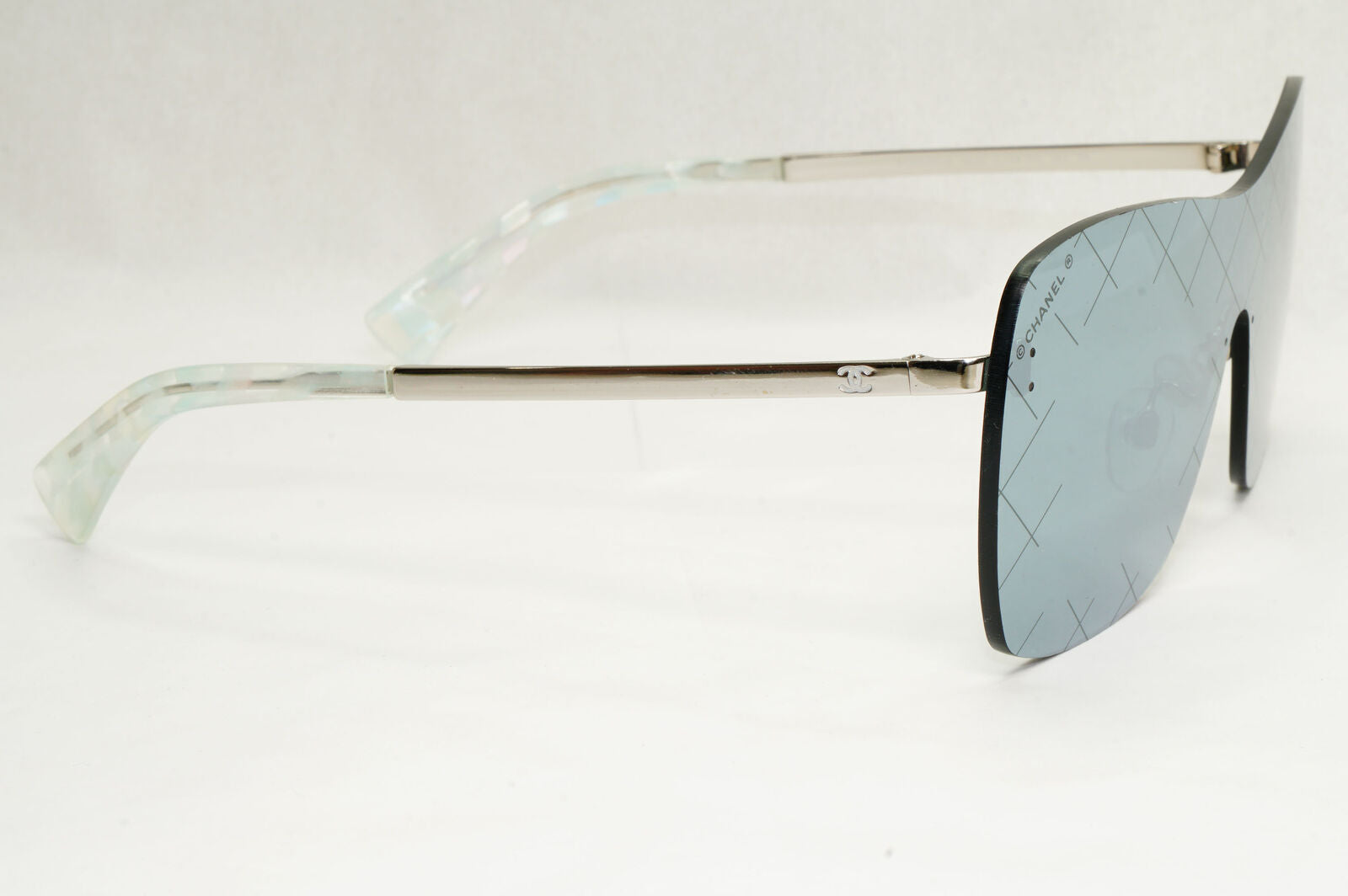 Chanel Sunglasses Silver Grey Mirrored Shield Visor 4215 c.124/6G