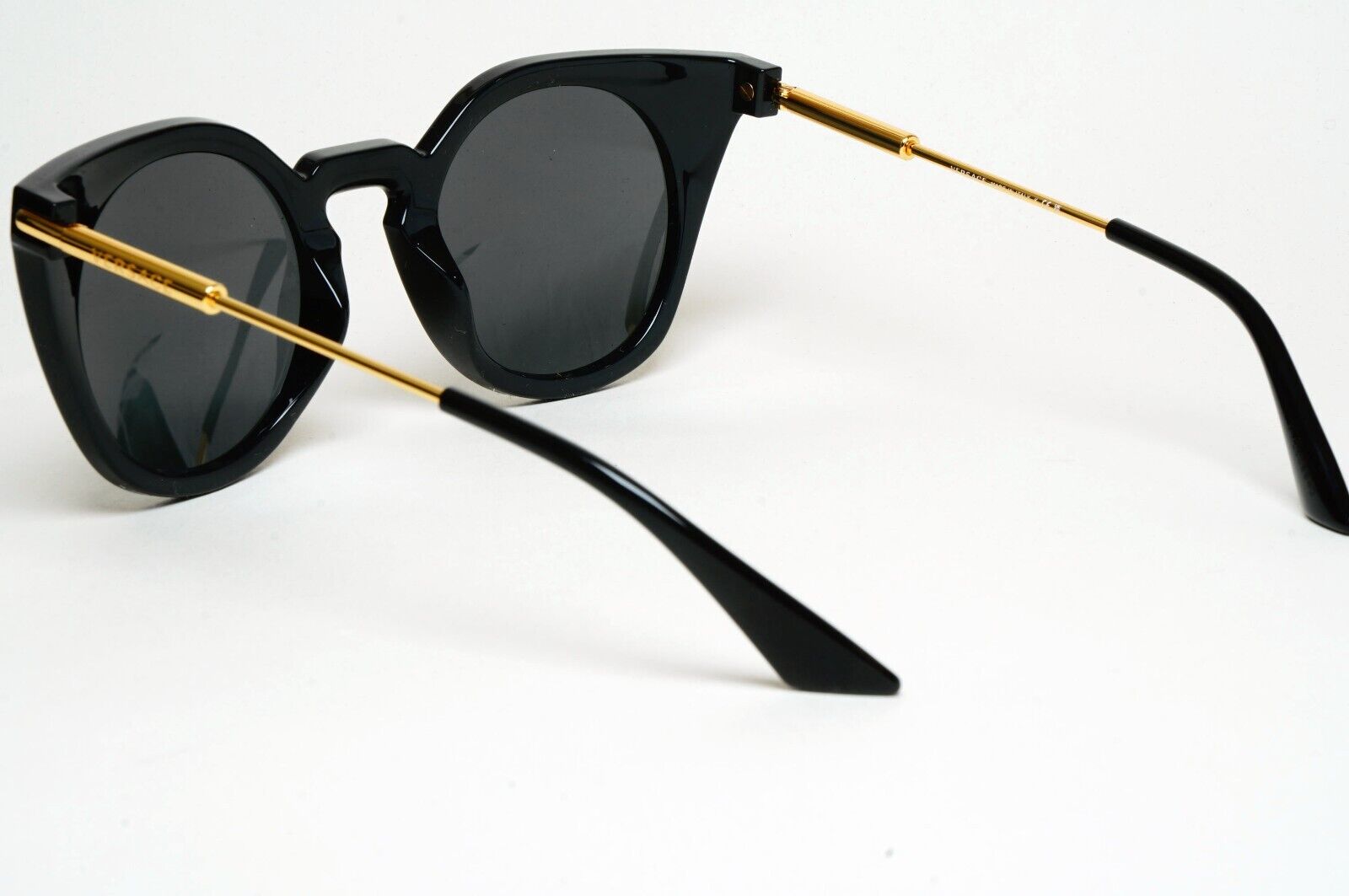 Versace Sunglasses Black Gold Cat Eye Medusa Dark Grey MOD VE 4410 GB1/87 60mm