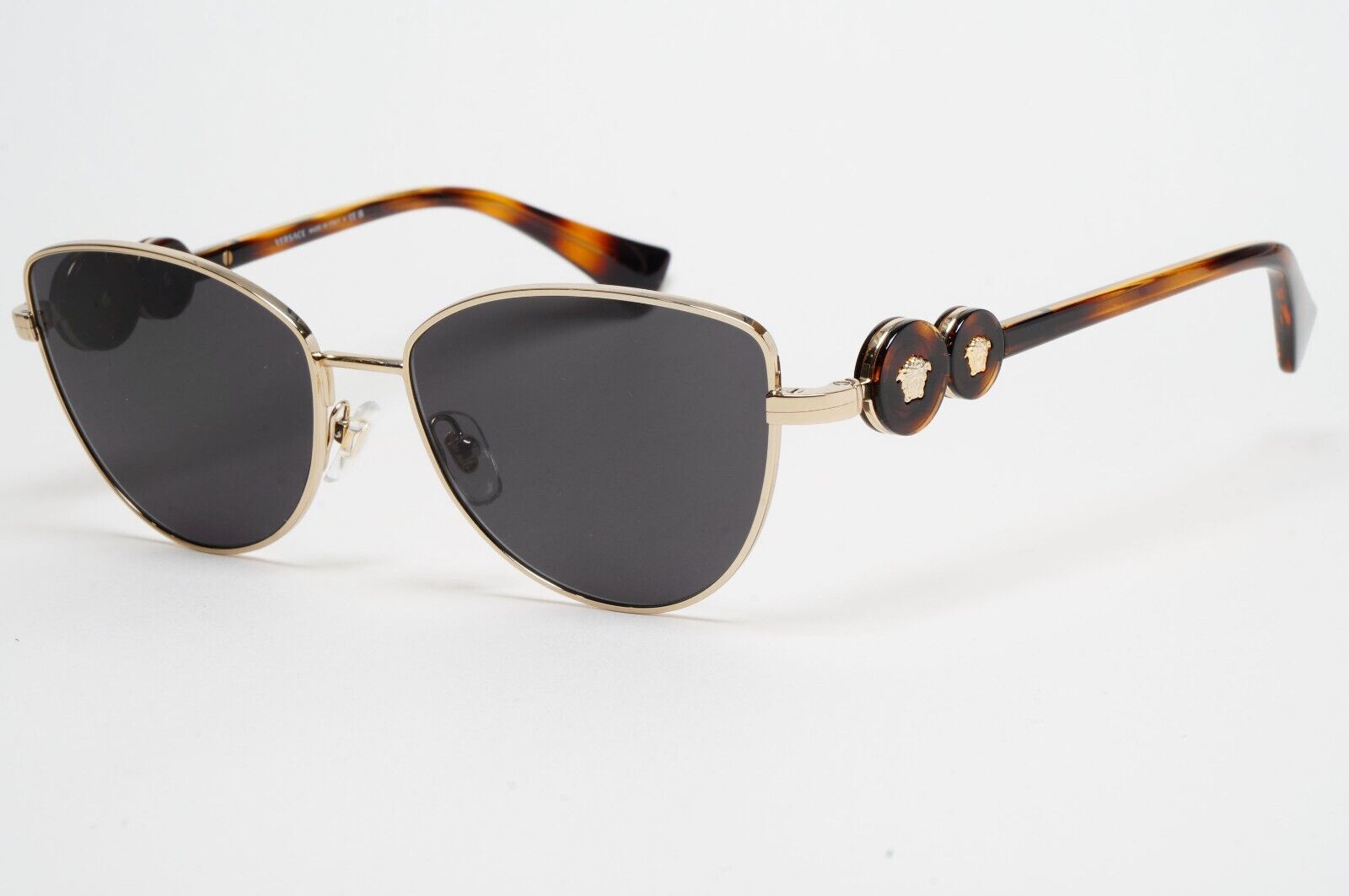 Versace Sunglasses Gold Medusa Black Brown Cat Eyee Metal MOD VE 1284 1489 55mm