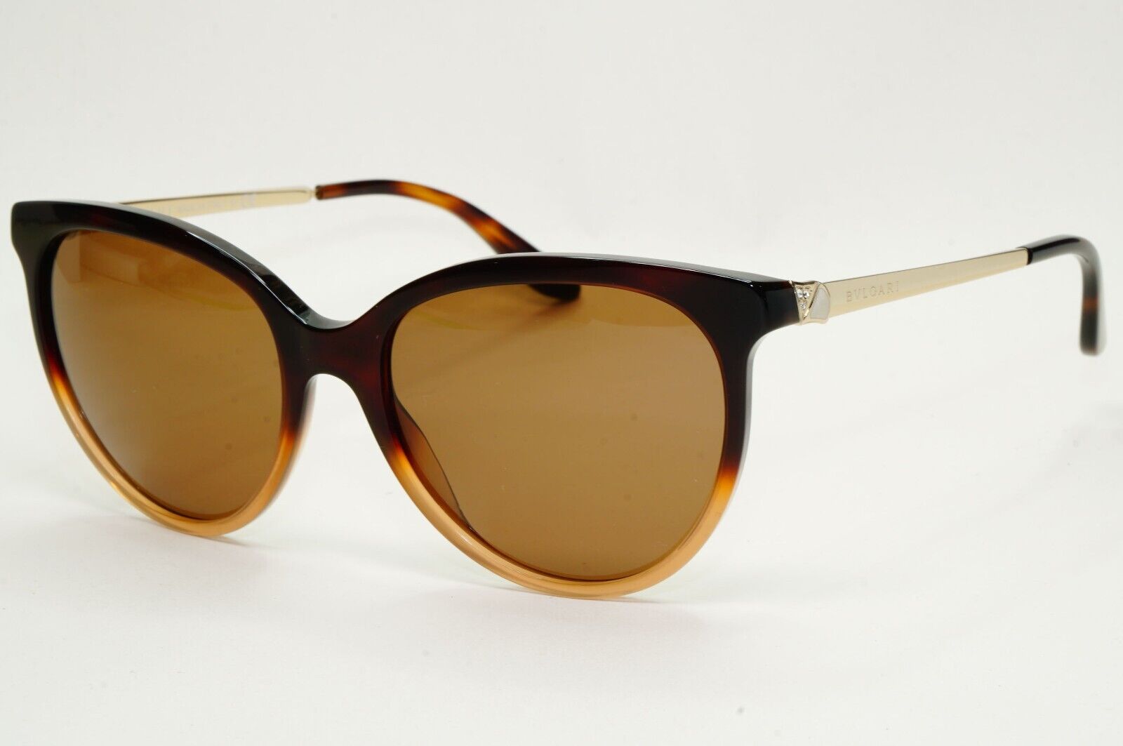 Bvlgari Sunglasses Brown Gold Diamante Square 8161-B 5362/13 56mm 120824