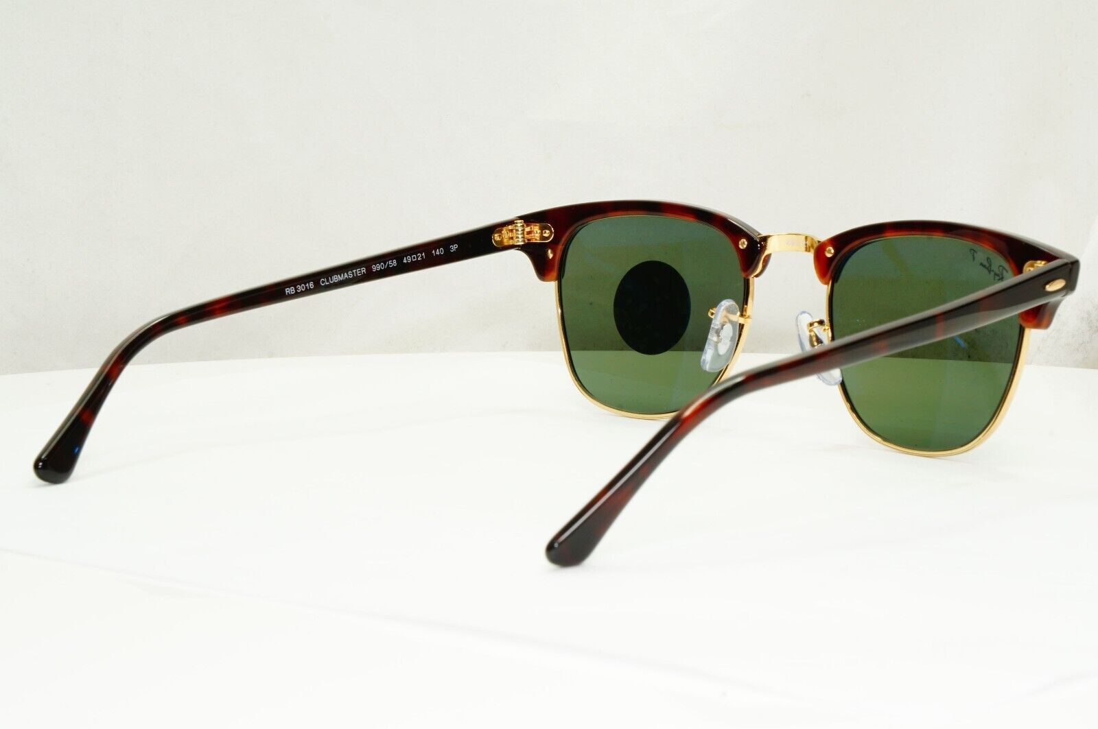 Ray-Ban Sunglasses Clubmaster Polarised Brown Tortoise Green RB 3016 990/58 49mm