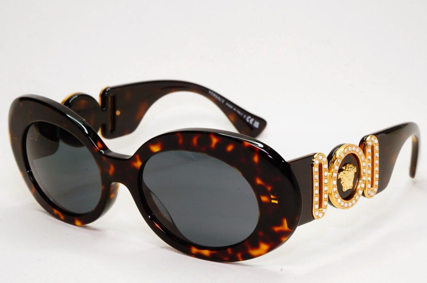 Versace Sunglasses Medusa Diamante Brown Gold Grey Oval MOD VE 4426BU 108/87