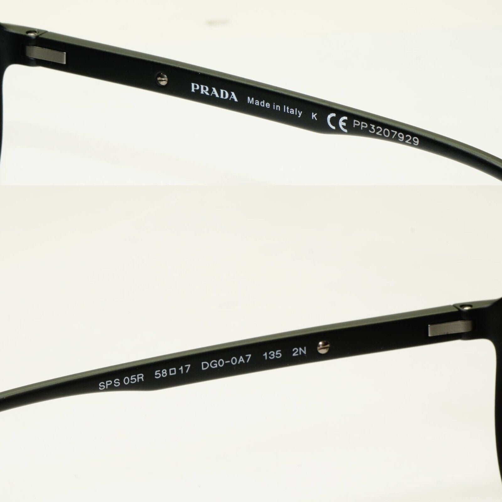 Prada Sunglasses Black Pilot Grey Gradient PS05RS SPS 05R DG0-0A7 58mm