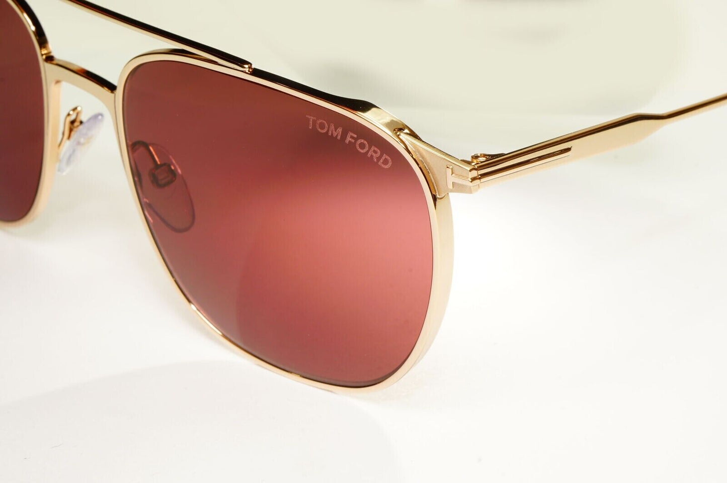 Tom Ford Gold Maroon Red Sunglasses Metal Square Pilot Kip TF 692 28S [B] 38998