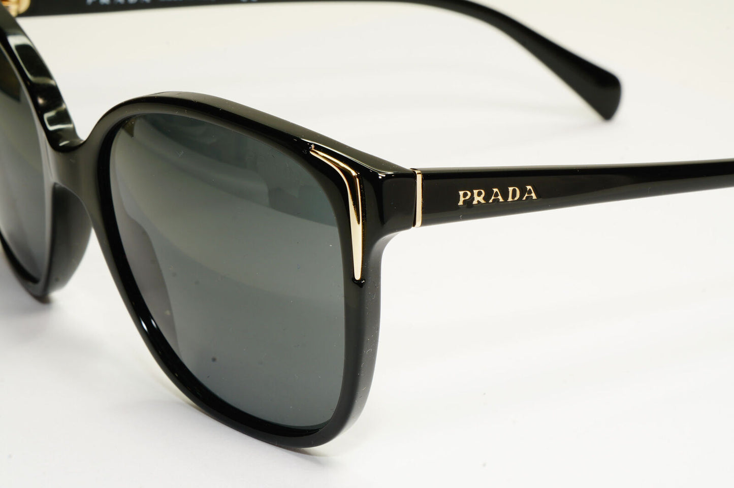 Prada Black Gold Sunglasses Square Designer Luxury Womens PR01OS SPR 01O 1AB-1A1